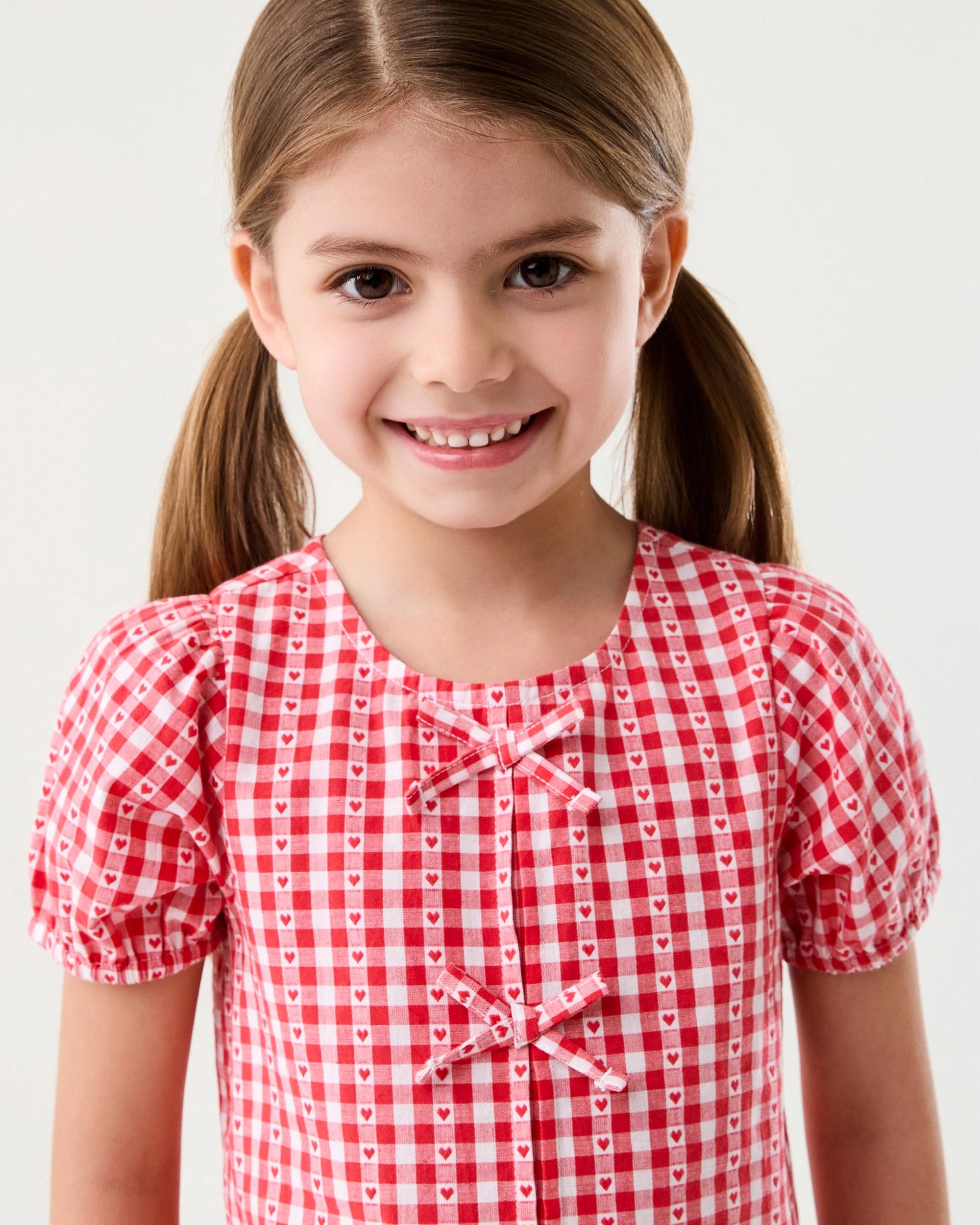 3 Woven Frill Top Red Check, 3 of 7