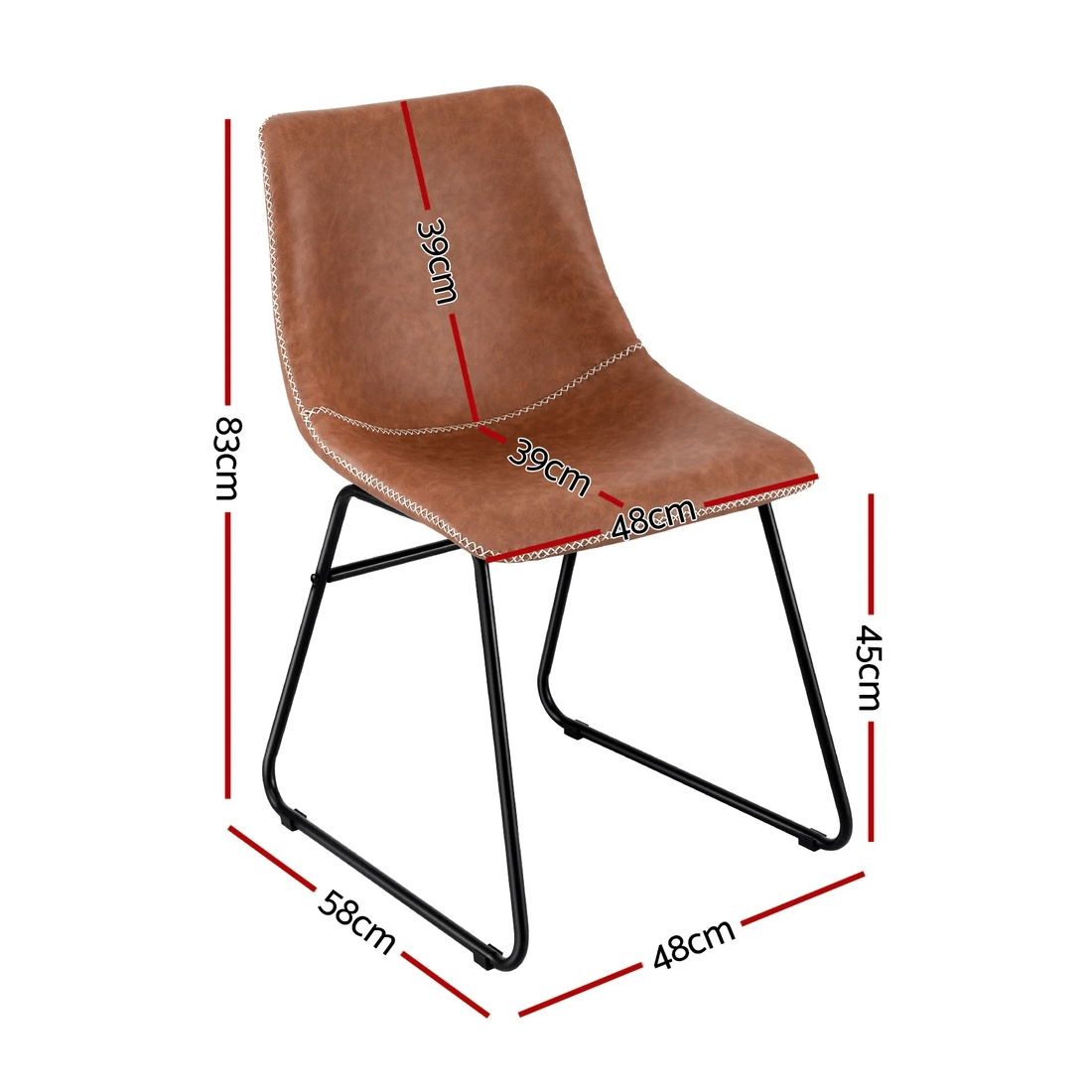 2 Artiss 2x Dining Chairs Retro PU Leather Kitchen Lounge Cafe Accent Chair - Multi, 2 of 2