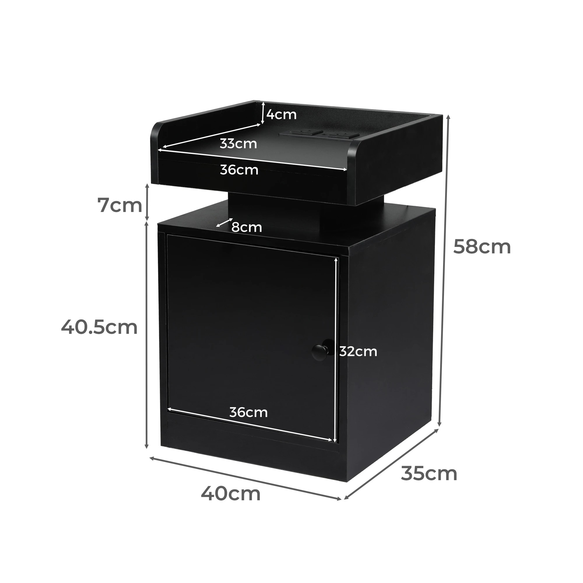 3 Levede Bedside Table USB Charger Outlet RGB LED Light Storage Cabinet Black, 3 of 7