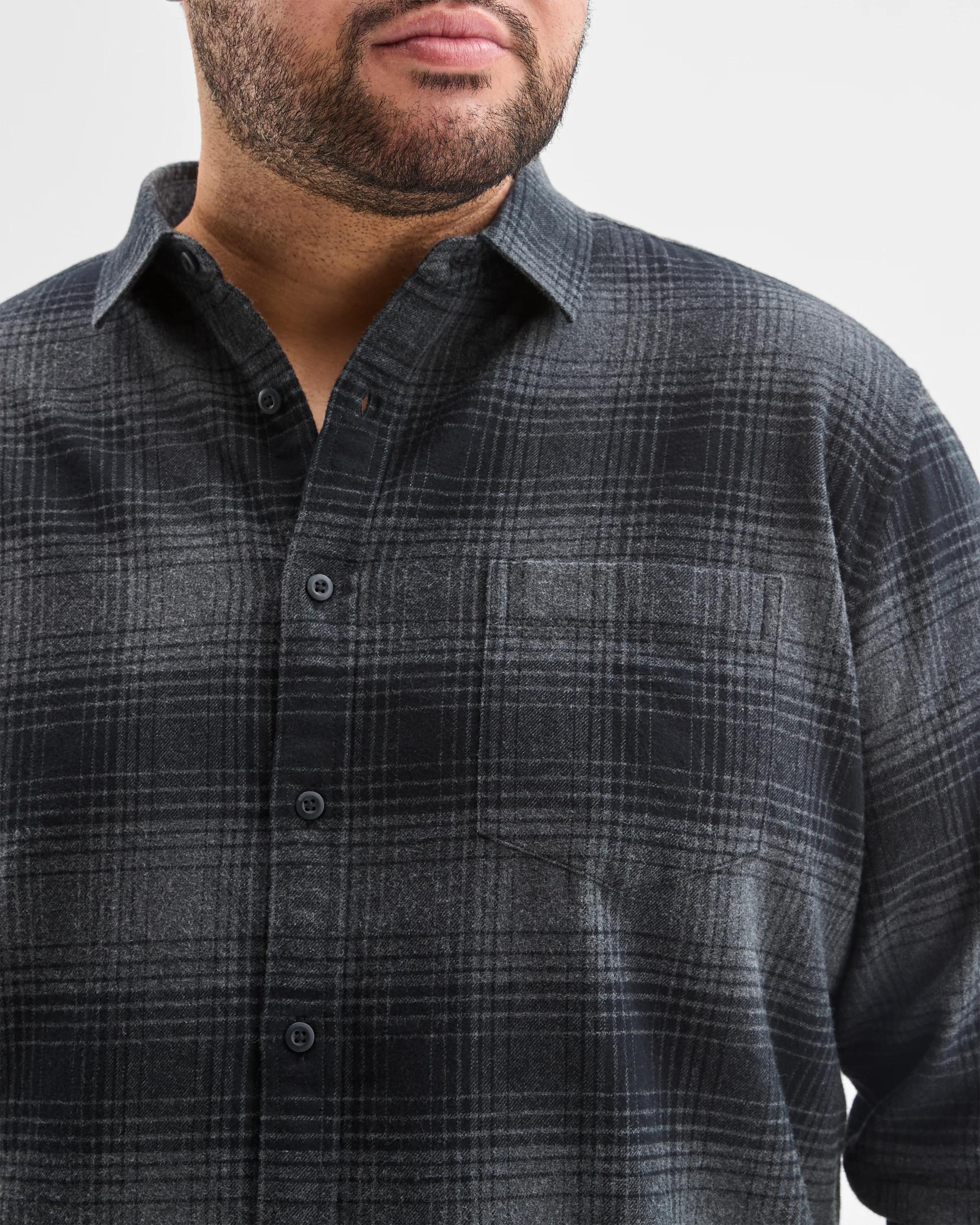 2 Target Man Plus Plus Size Australian Cotton Long Sleeve Flannelette Shirt CHARCOAL, 2 of 6