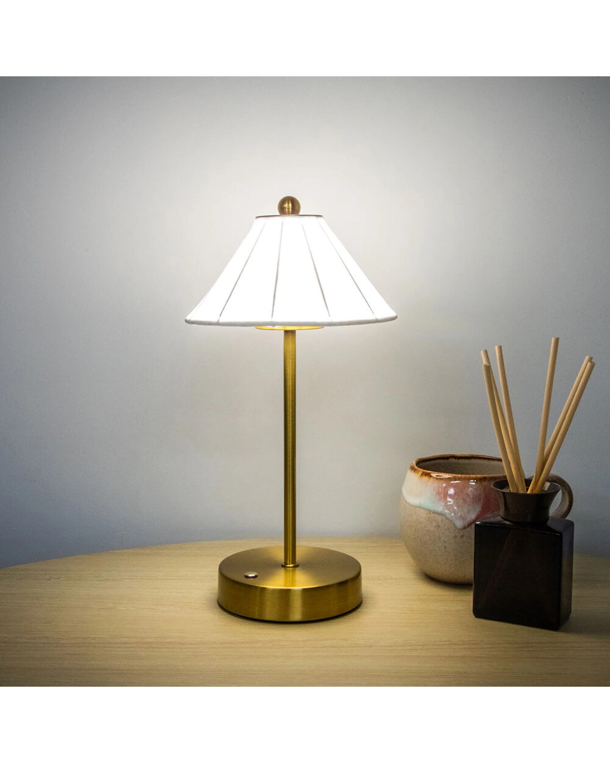 9 Boyle 2PK Rechargeable LED Table Lamp with Silk Cone Shade Battery Matte 16x16x30cm - Bronze, 9 of 9