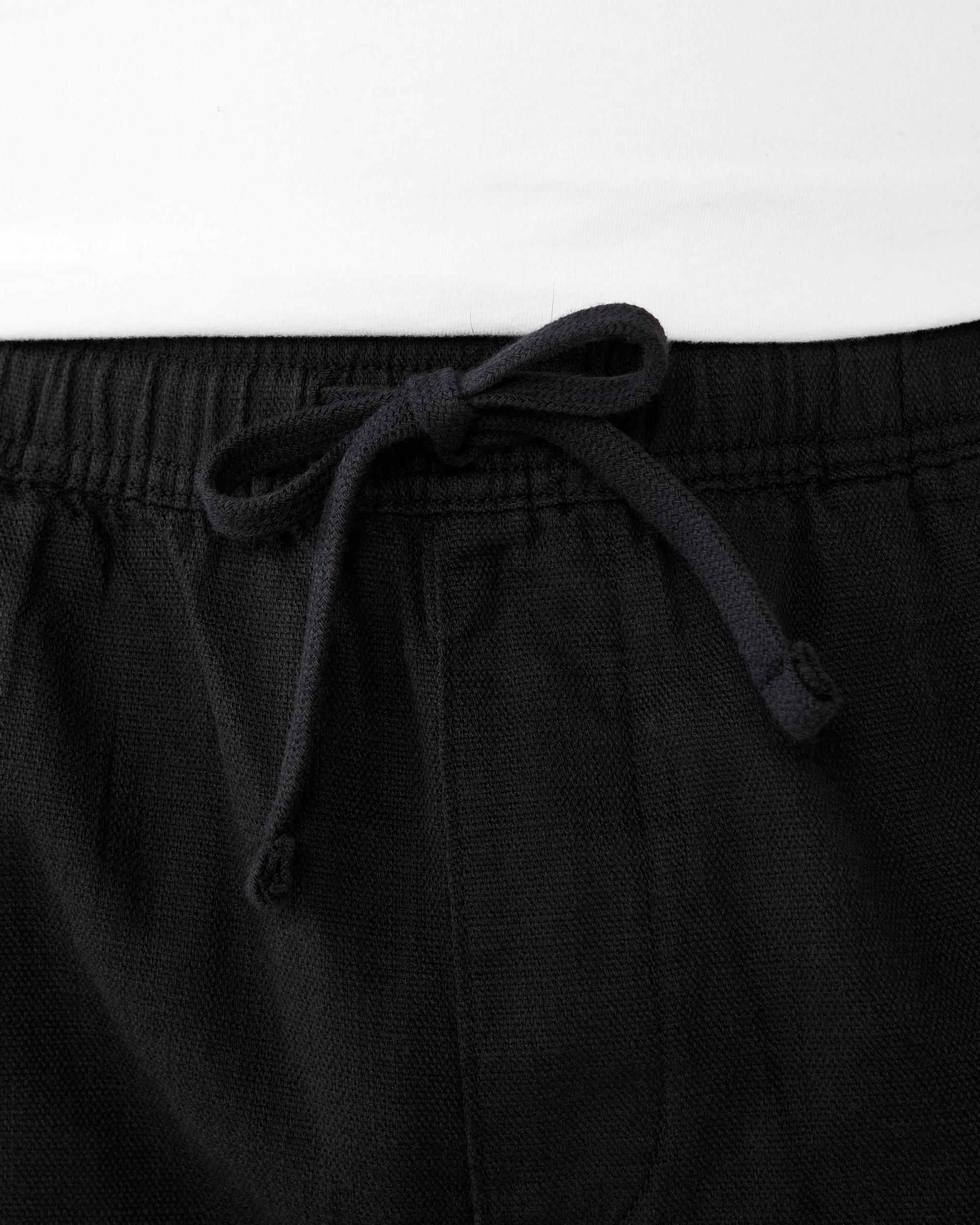 4 Elastic Waist Cotton Slub Pants Black, 4 of 6