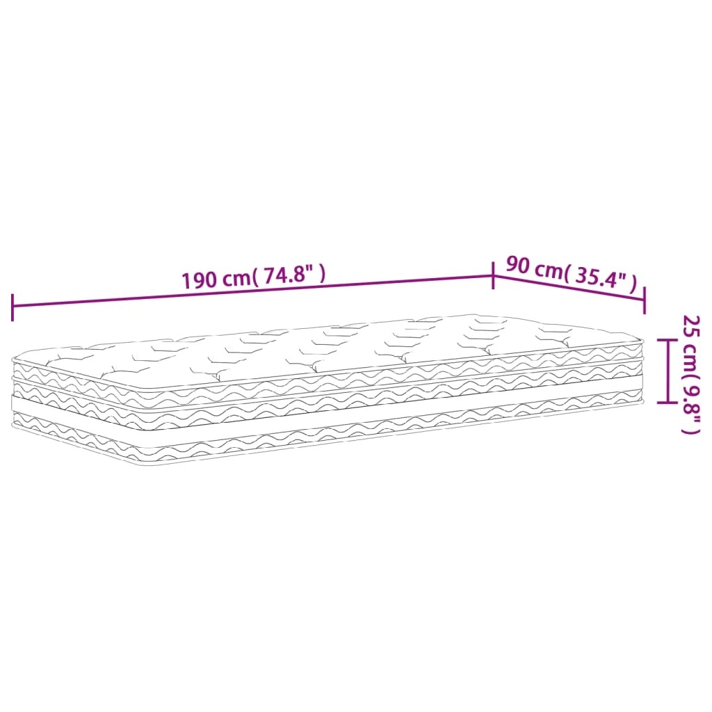 9 Vidaxl Mattress - White - Single Bed - White, 9 of 9