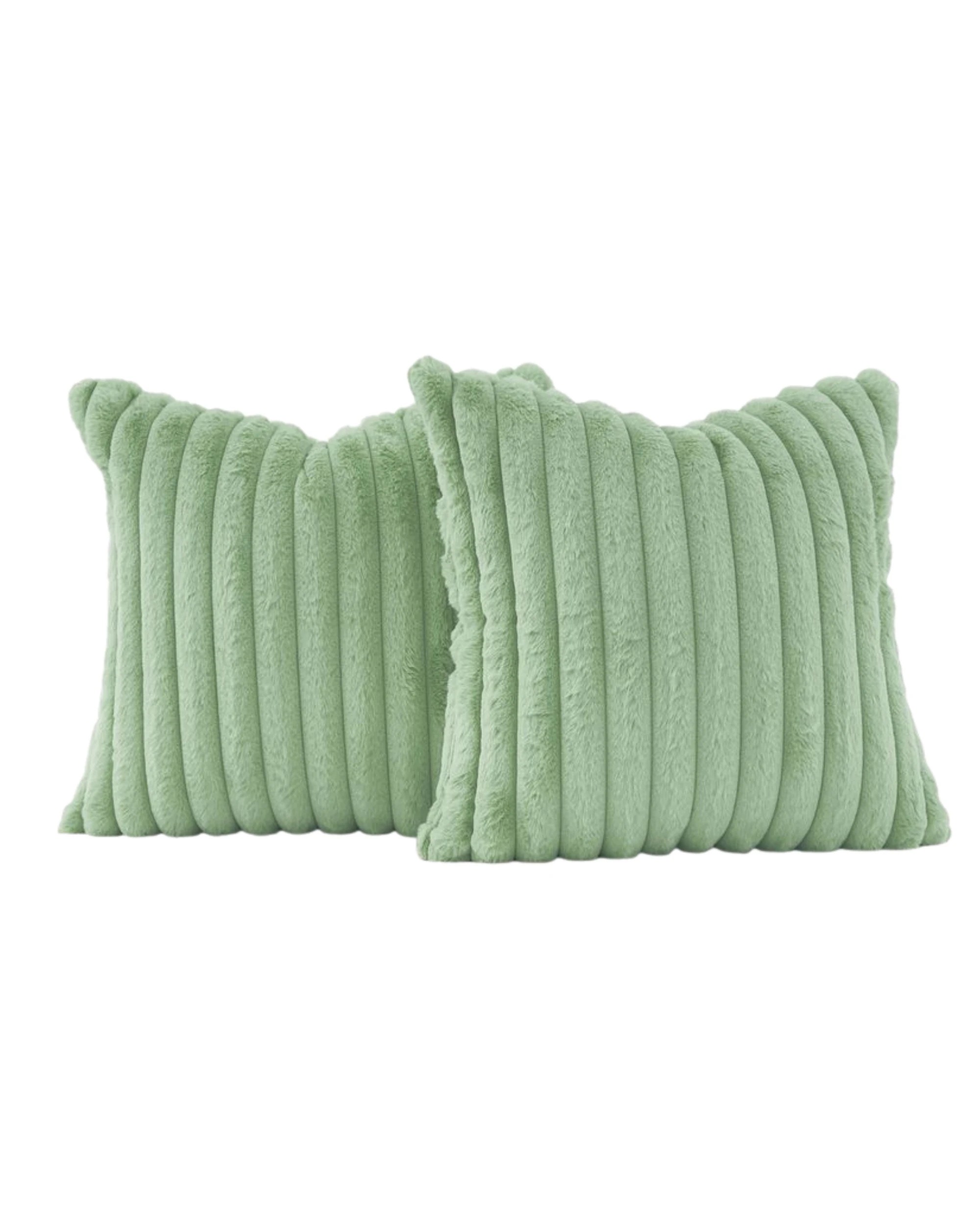 1 Gioia Casa 2-Pack Faux Fur European Pillowcases 65x65cm - Sage Green, 1 of 2