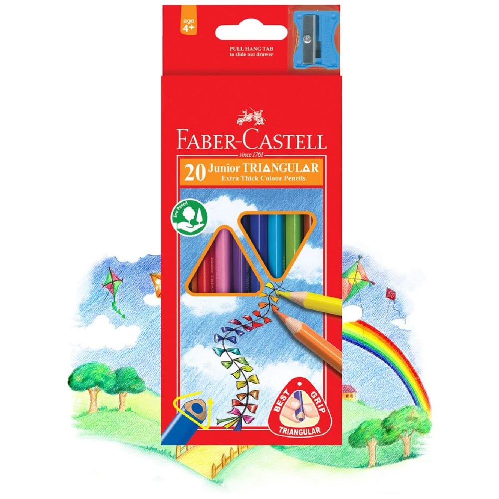 4 Faber-Castell Junior Triangular Thick Colour Pencils 20 Pack, 4 of 4