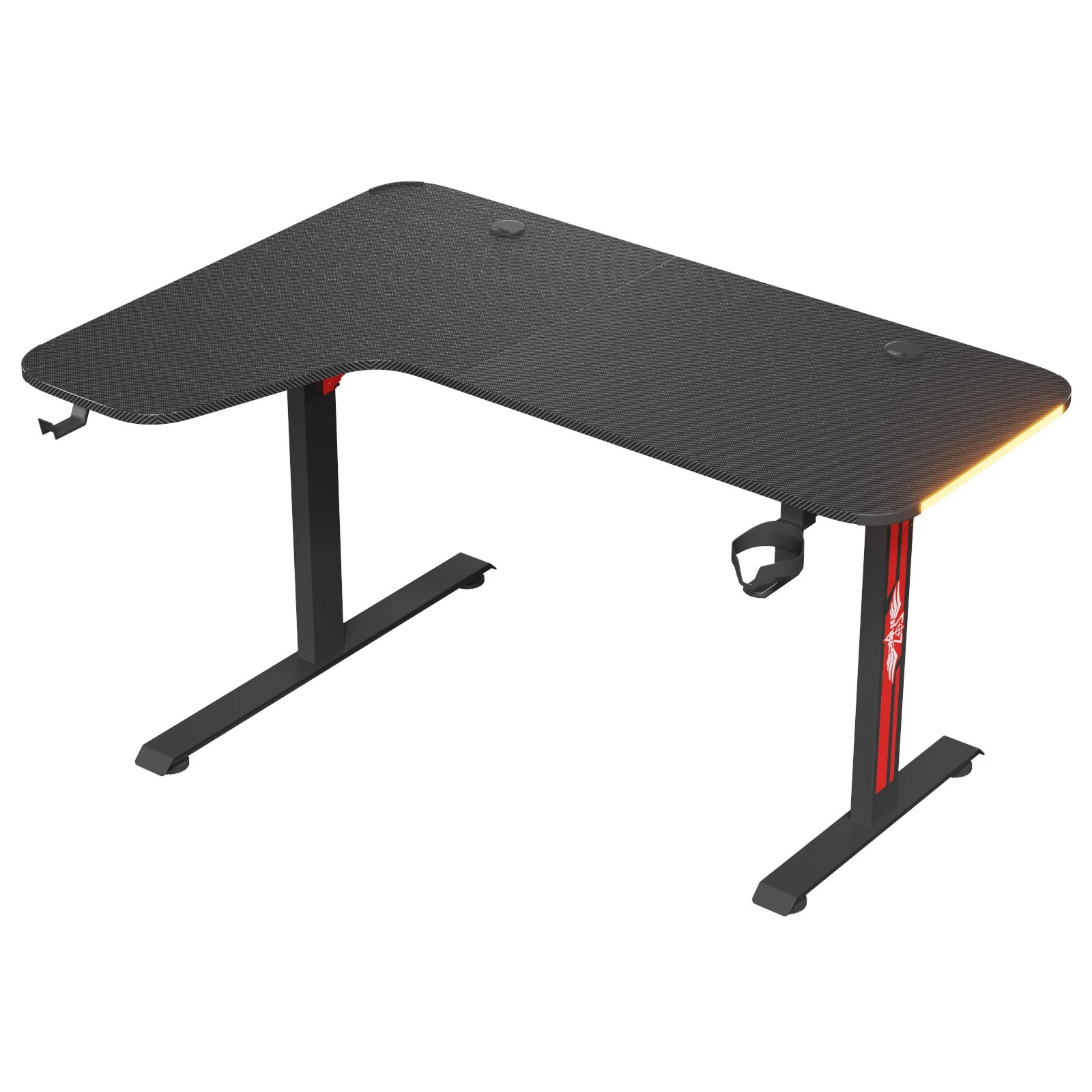 1 Advwin 160cm L Shaped Gaming Desk Rgb Led Light Computer Desk, 1 of 6