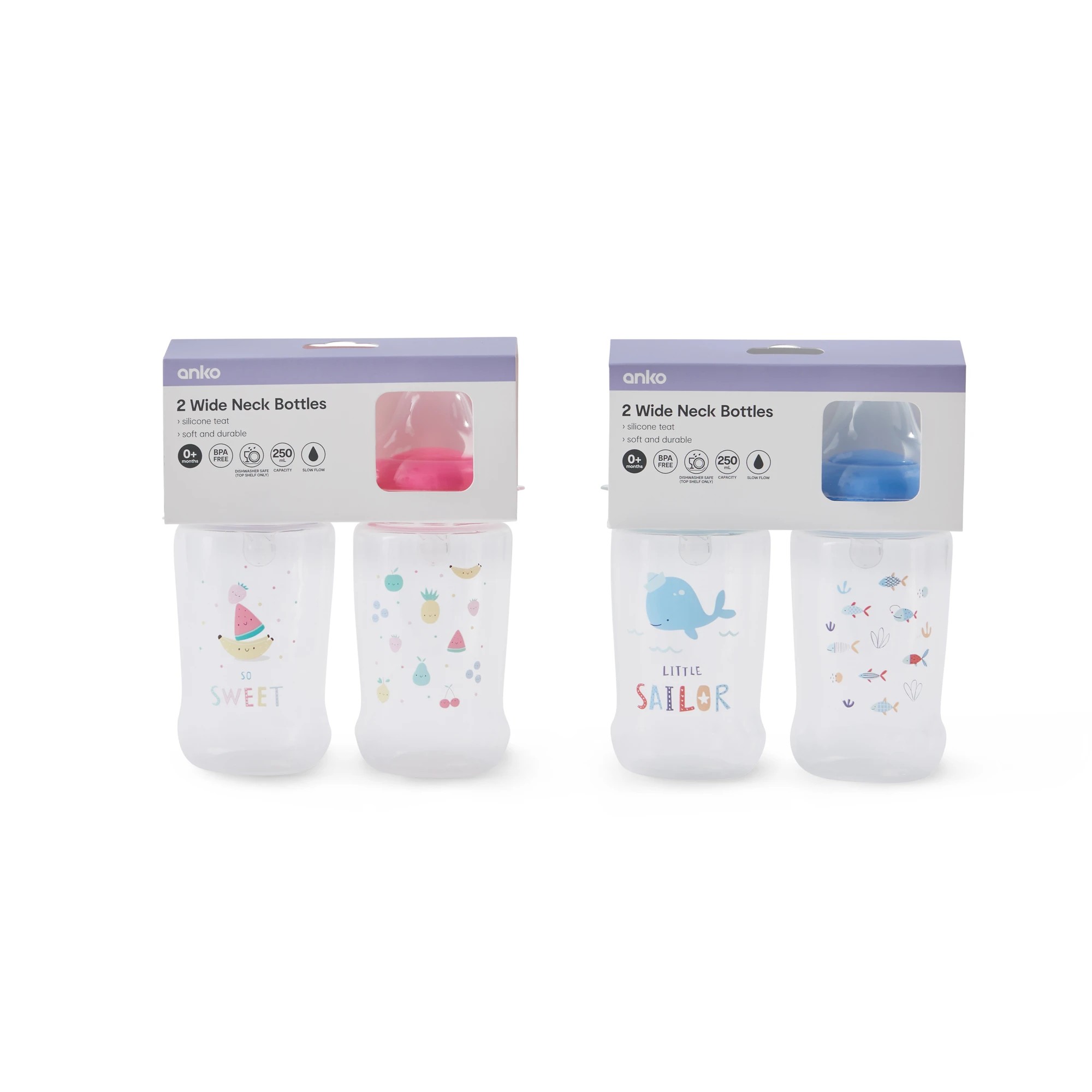 6 2 Pack Wide Neck Bottles - Assorted, 6 of 6
