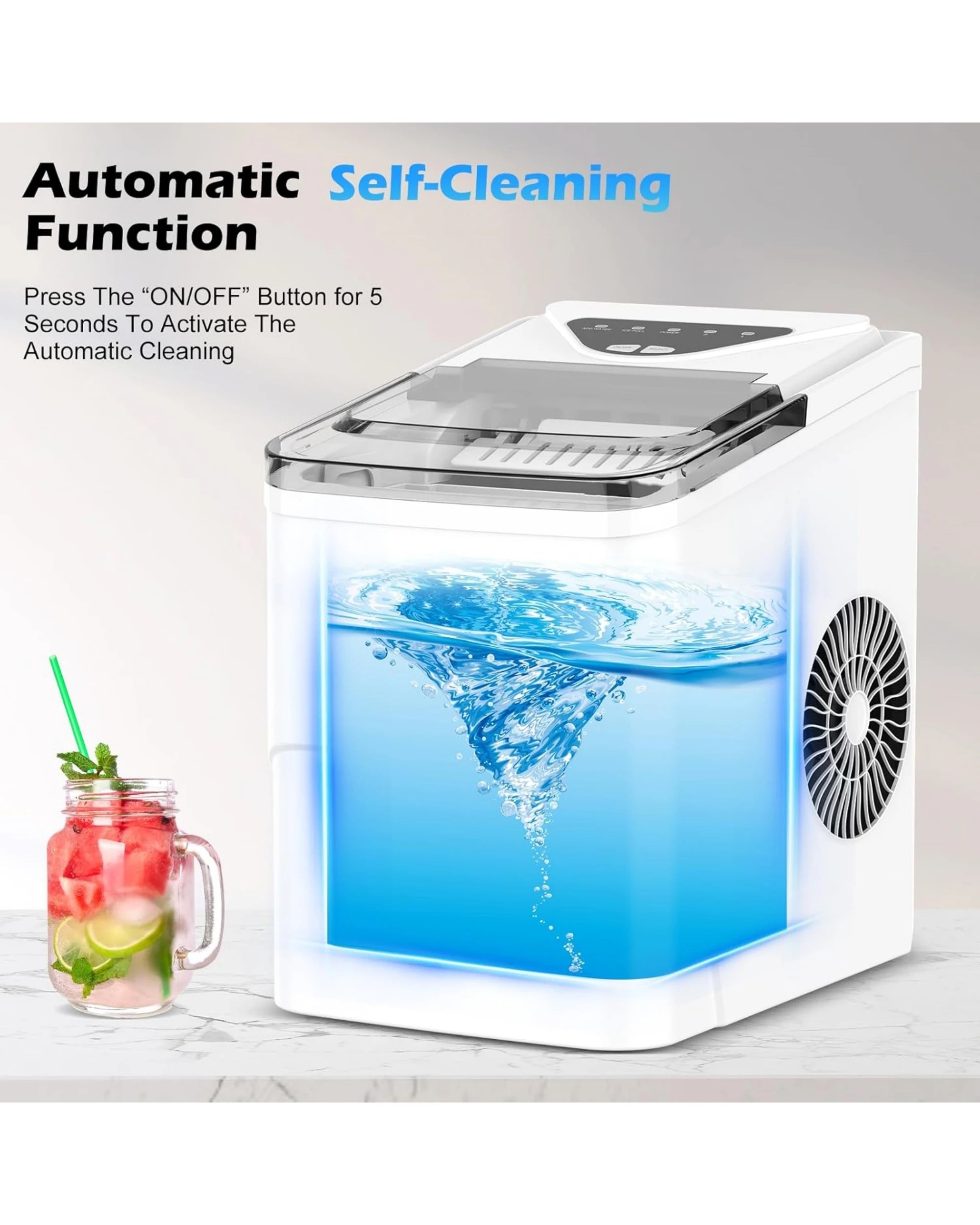 3 Advwin 12kg Ice Maker Self-Cleaning Ice Machine White, 3 of 8