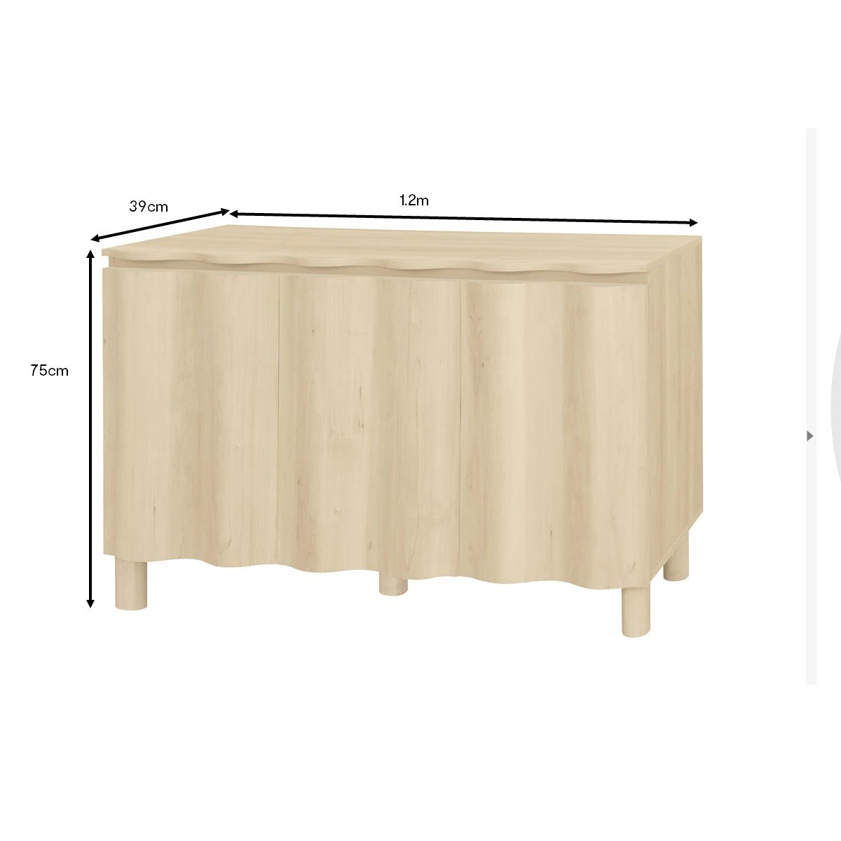 9 Ripple 3 Door Sideboard - Light Oak, 9 of 9