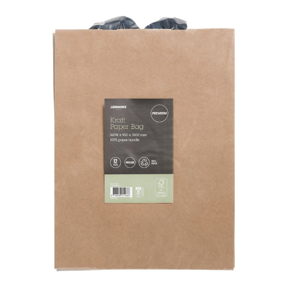 2 J.Burrows Premium Kraft Bags Medium Brown 72 Pack, 2 of 4