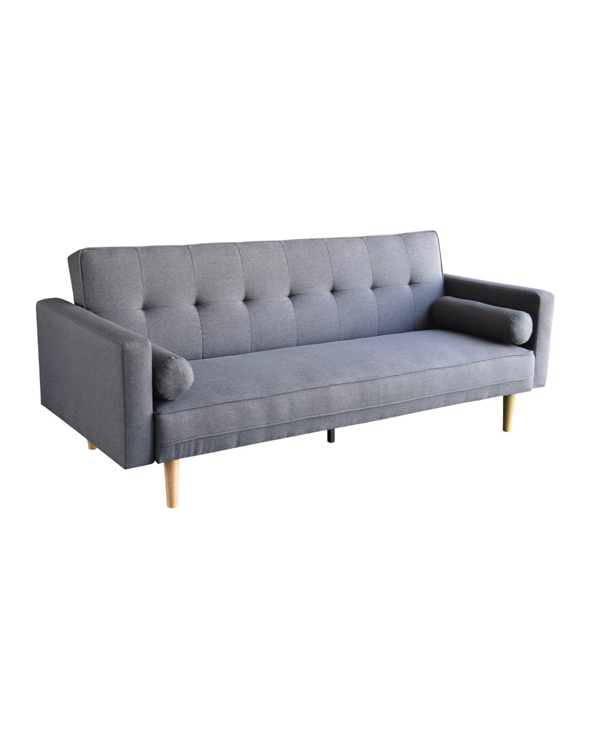 1 Sarantino 3 Seater Linen Sofa Bed Couch with Pillows - Grey, 1 of 7