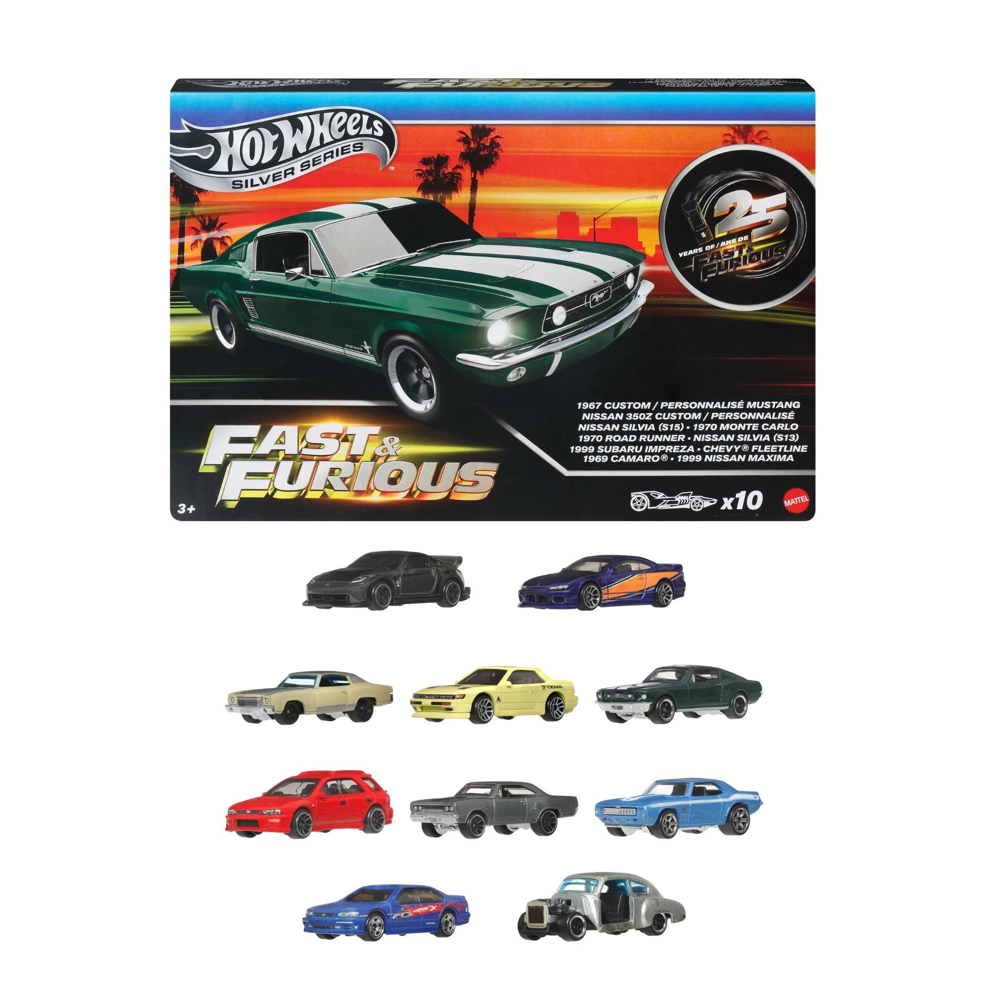 3 10 Pack Hot Wheels Silver Series Fast & Furious Cars, 3 of 7