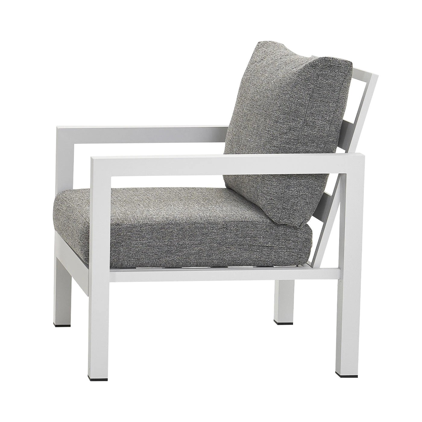 4 Moda Living Manly Single Seater White Aluminium Outdoor Sofa Lounge - Textured Grey Cushions (Set of 2) - White, 4 of 10