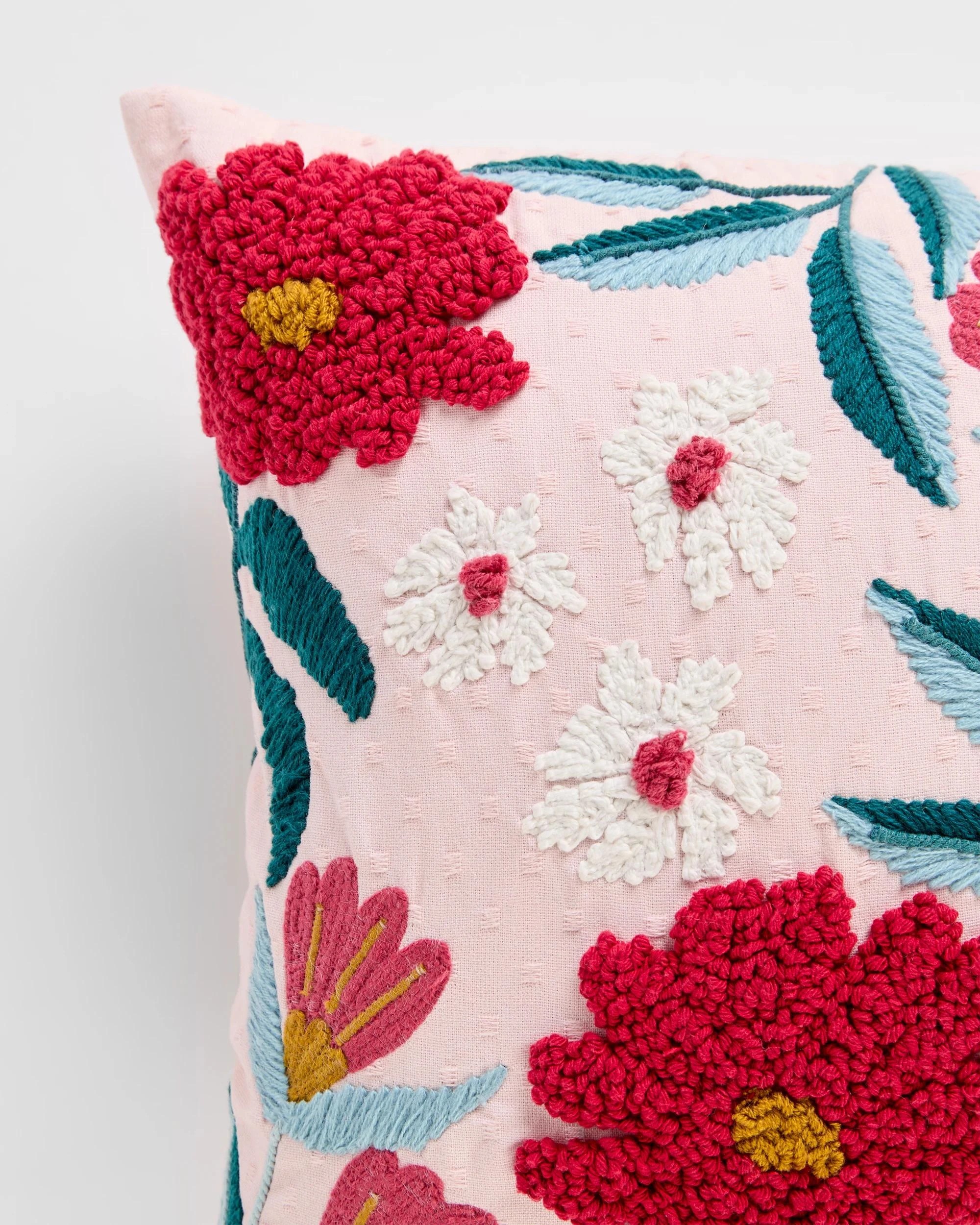 2 Target Remmie Embroidered Flower Cushion - Pink, 2 of 2