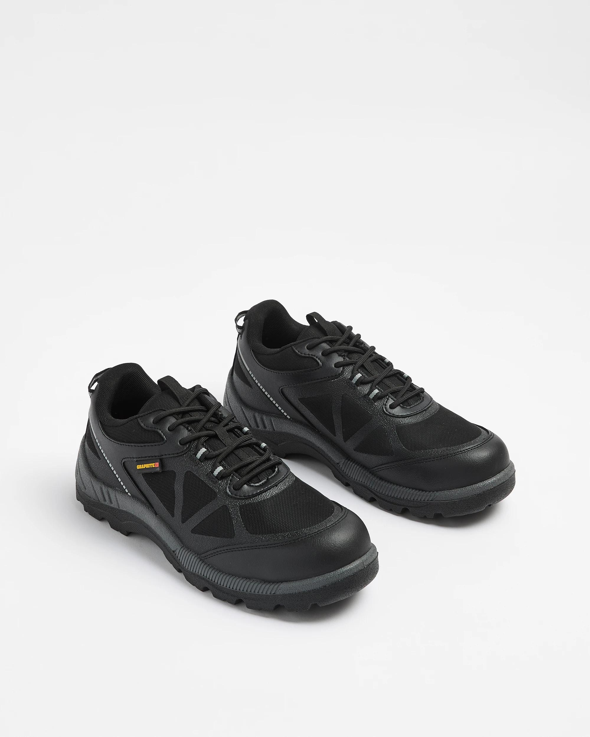 3 Mens Graphite Lace Up Safety Runner BLACK, 3 of 3