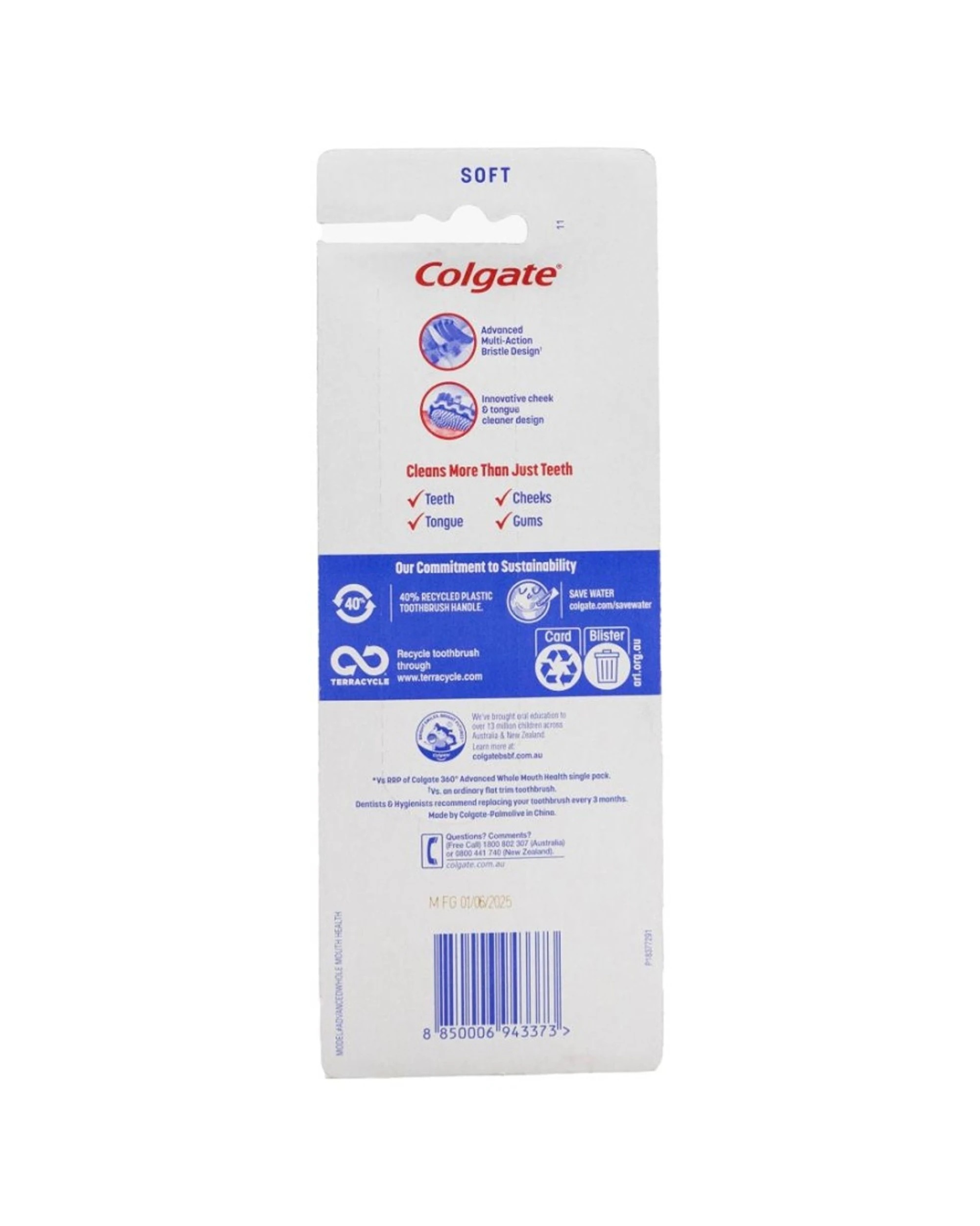 3 Colgate 360 Advanced Toothbrushes Tongue Cheek Cleaner Soft 4PK Dental Care - Multi, 3 of 3