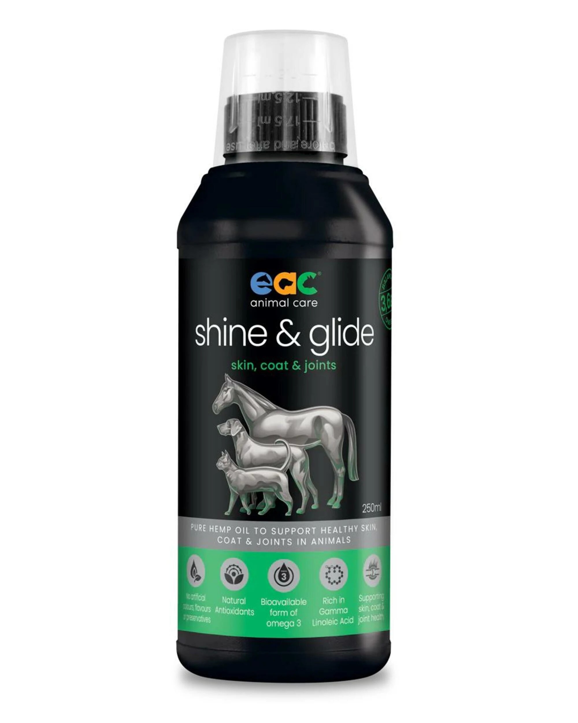 1 Eac Animal Care Shine & Glide Pure Hemp Oil For Horses Dogs & Cats 250ml, 1 of 2