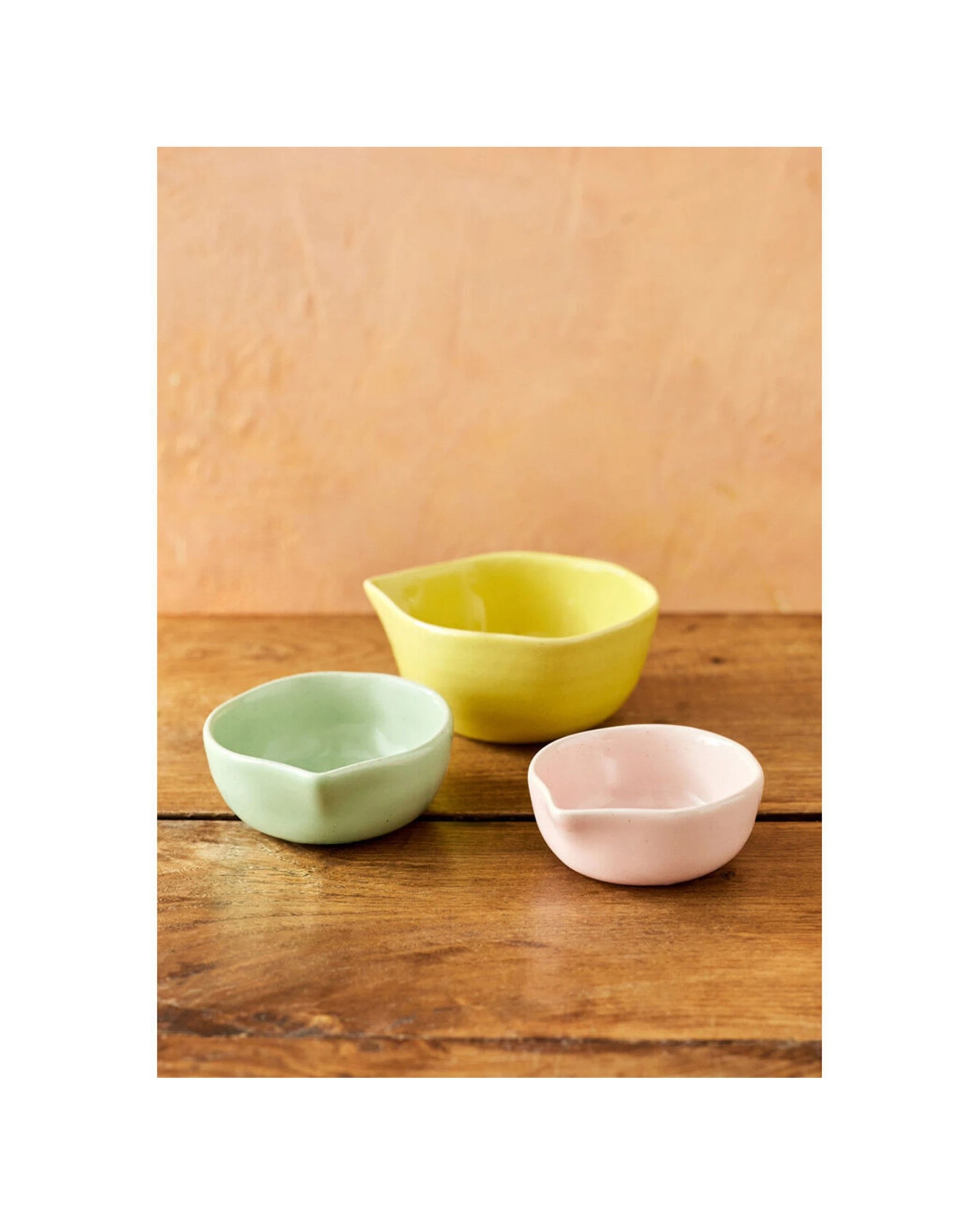 6 Jamie Oliver 2x 3pc Big Love Pinch-Me Pots Measuring Cup Set Stoneware Kitchen Utensils Gadgets - Multi, 6 of 6