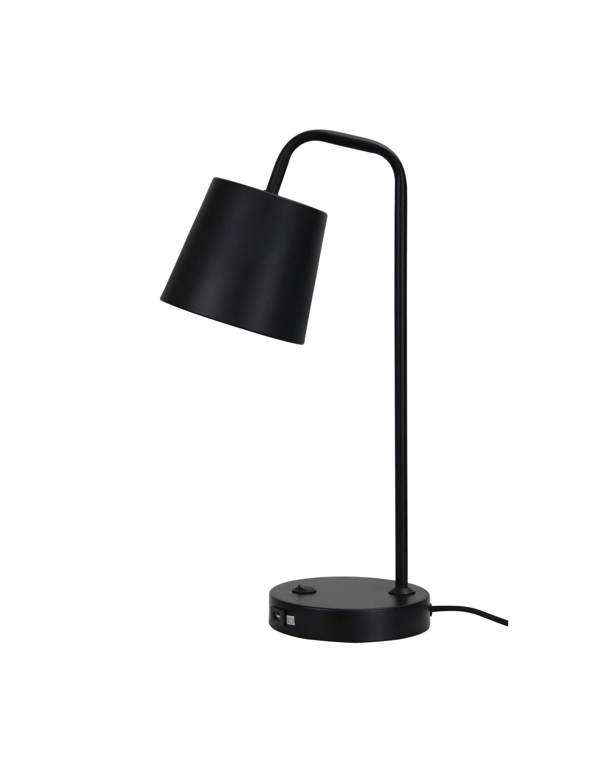 1 HENK Black Metal Desk Lamp with Built-in USB Charging Socket, E14 (Bulb Not Included)
 - black, 1 of 2