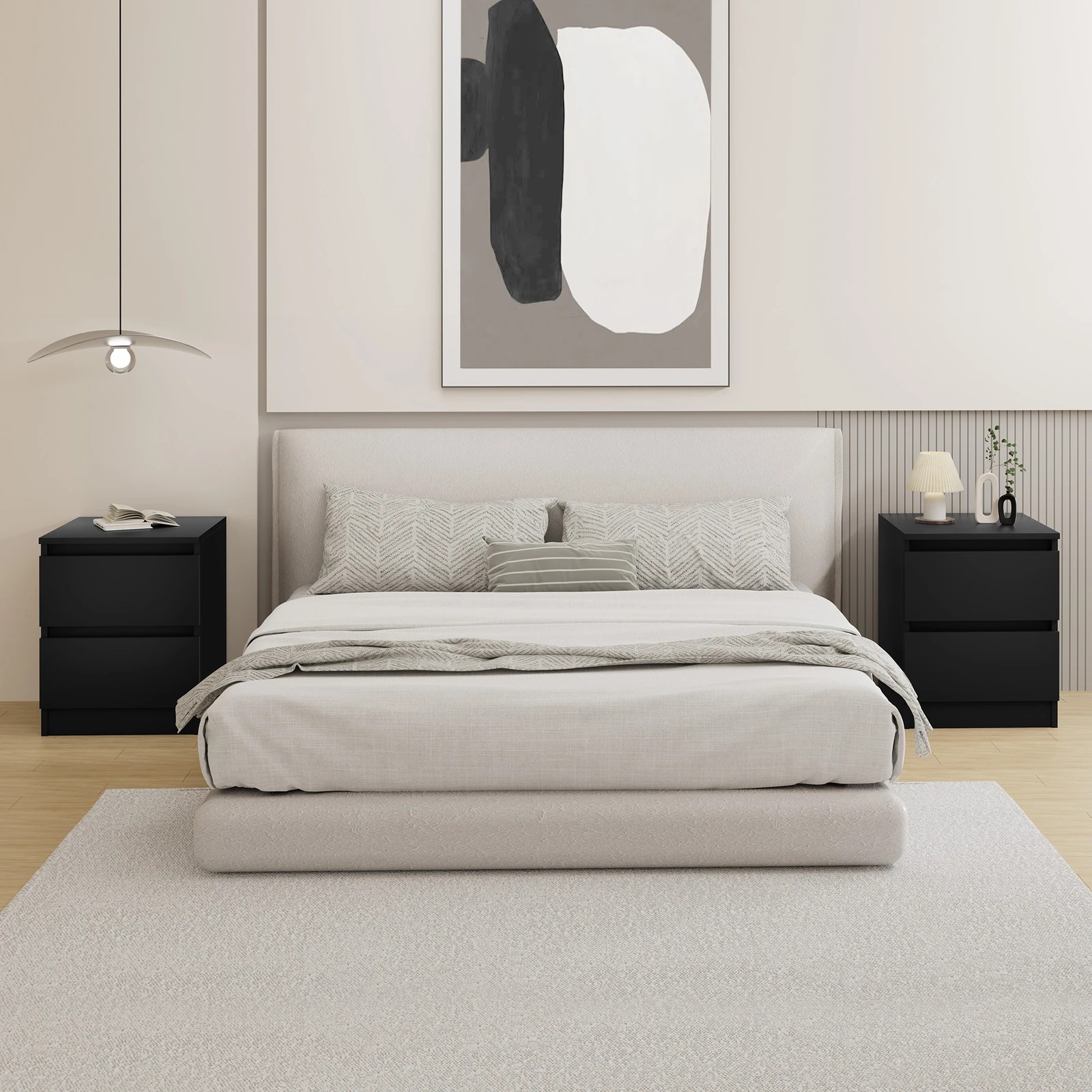 4 Alfordson 2x Bedside Table Nightstand Storage Cabinet Side End Table - Black, 4 of 10