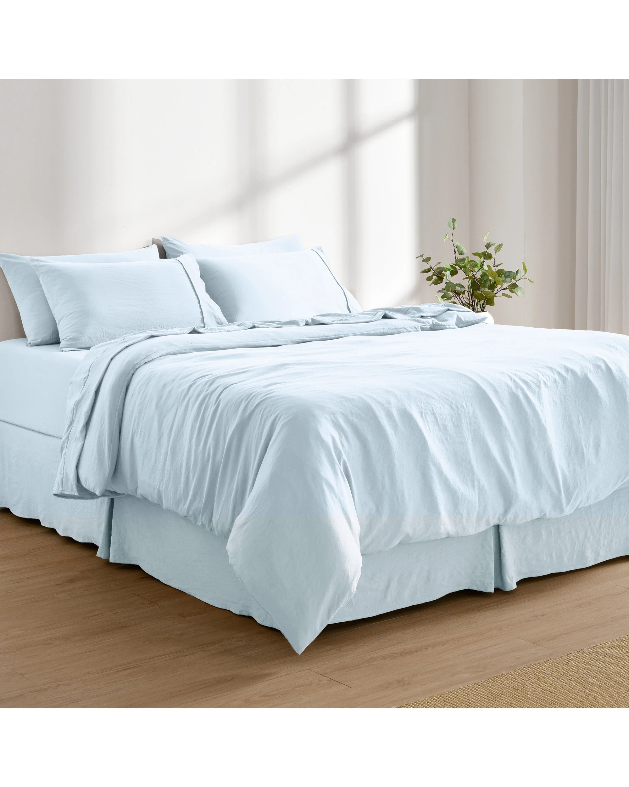 8 Dreamaker Superfine Washed Microfibre Pleated Valance - Single Bed - Ice Blue, 8 of 9