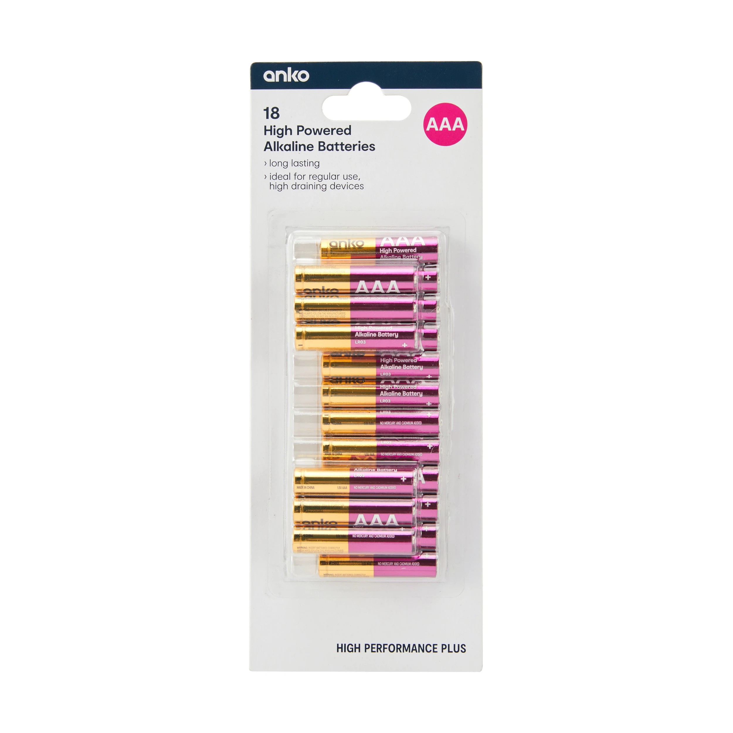 1 18 Pack High Powered AAA Alkaline Batteries, 1 of 5