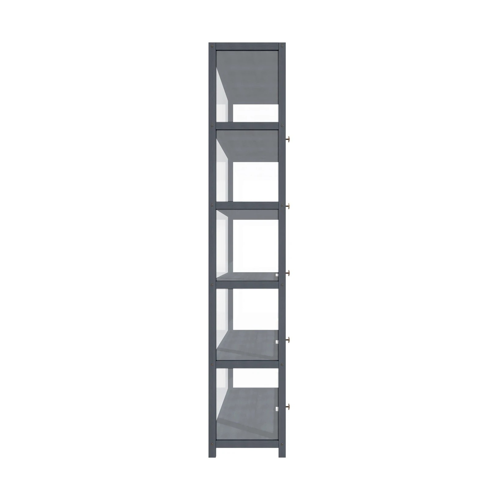 6 Oikiture Display Cabinet Storage 5-tier Shelves Clear Bookcase Stand Rack
 - Grey, 6 of 9