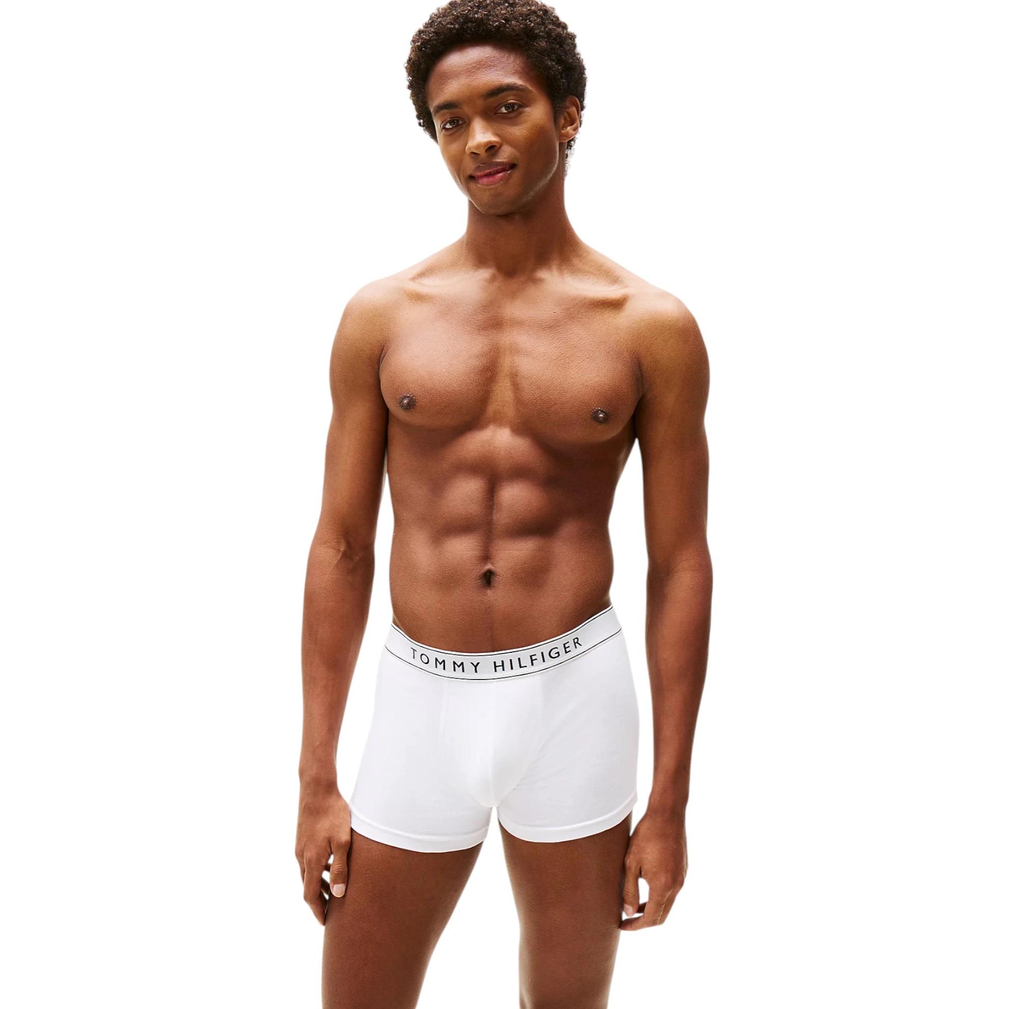 4 Tommy Hilfiger 3 Pack Mens Essential Trunks Underwear WHITE/NAVY/RED, 4 of 6