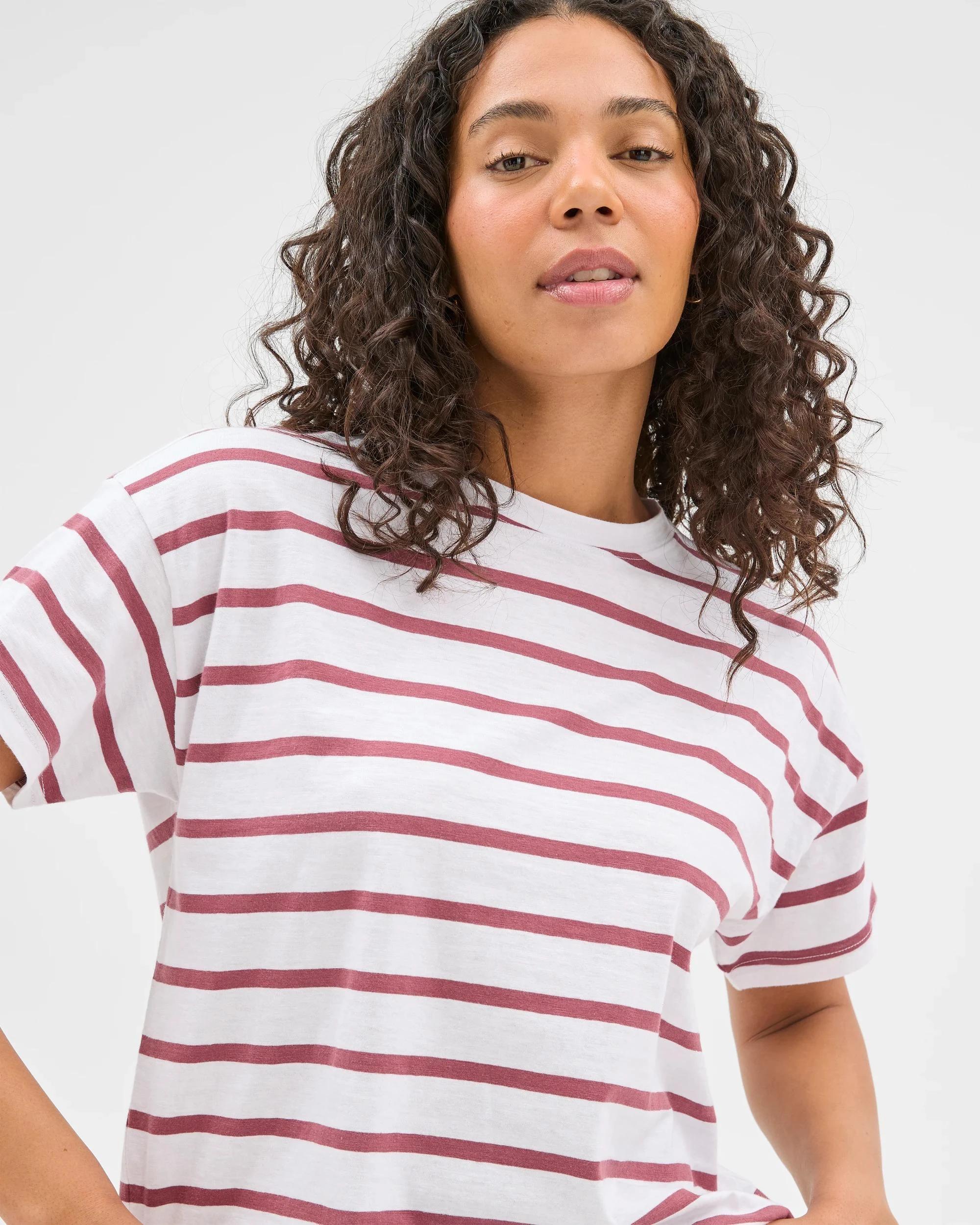 5 Target Australian Cotton Relaxed Slub T-Shirt MULBERRY STRIPE, 5 of 6