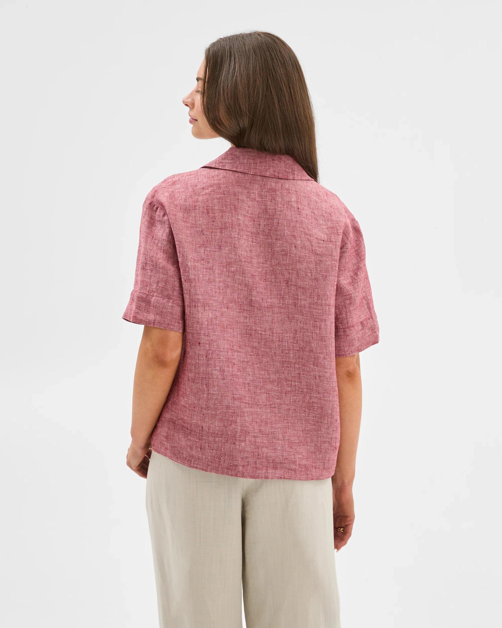 4 Target Petites European Linen Popover Top RHUBARB X-DYE, 4 of 6