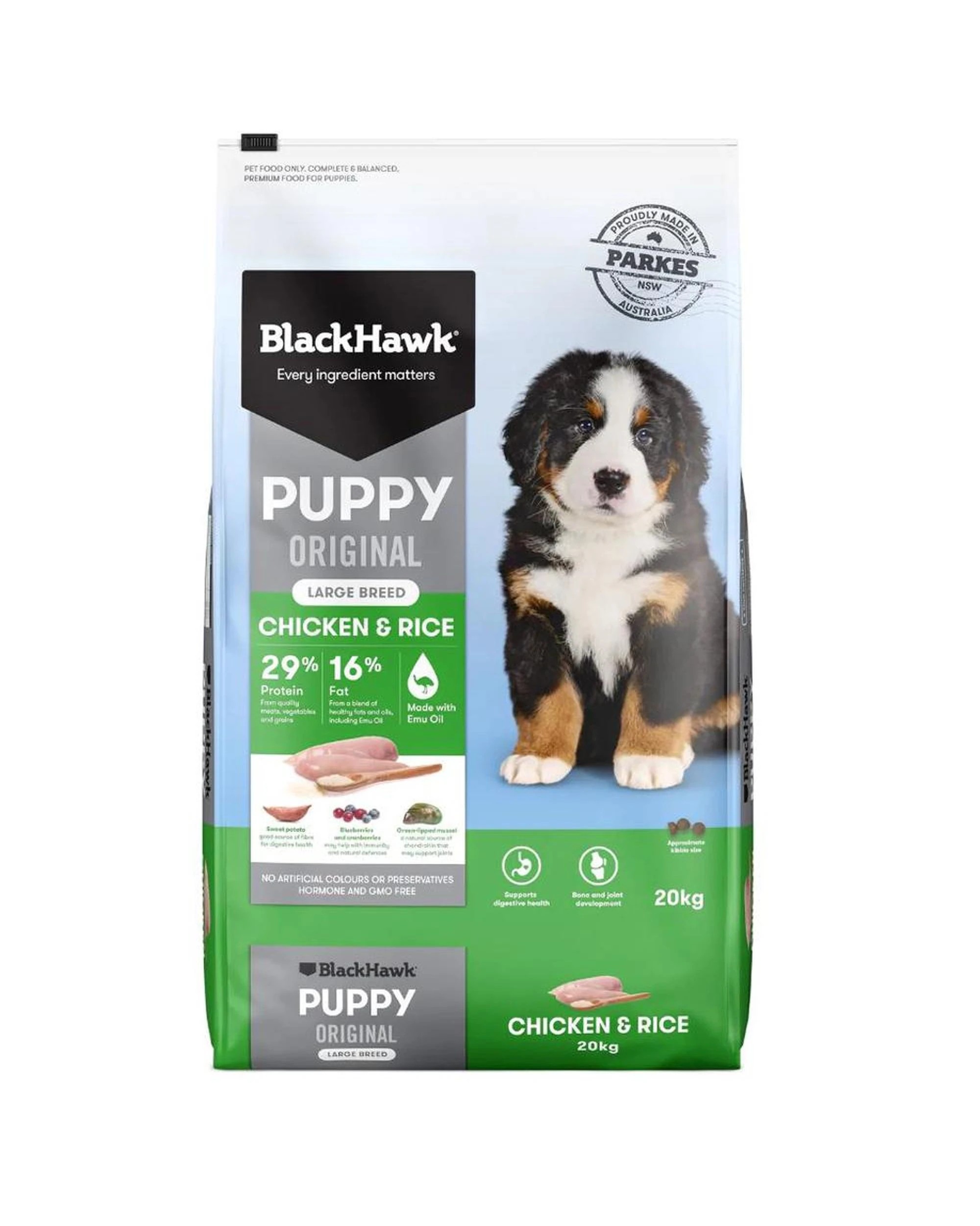 1 Black Hawk Puppy Large Breed Original Dry Dog Food Chicken & Rice 20kg, 1 of 9