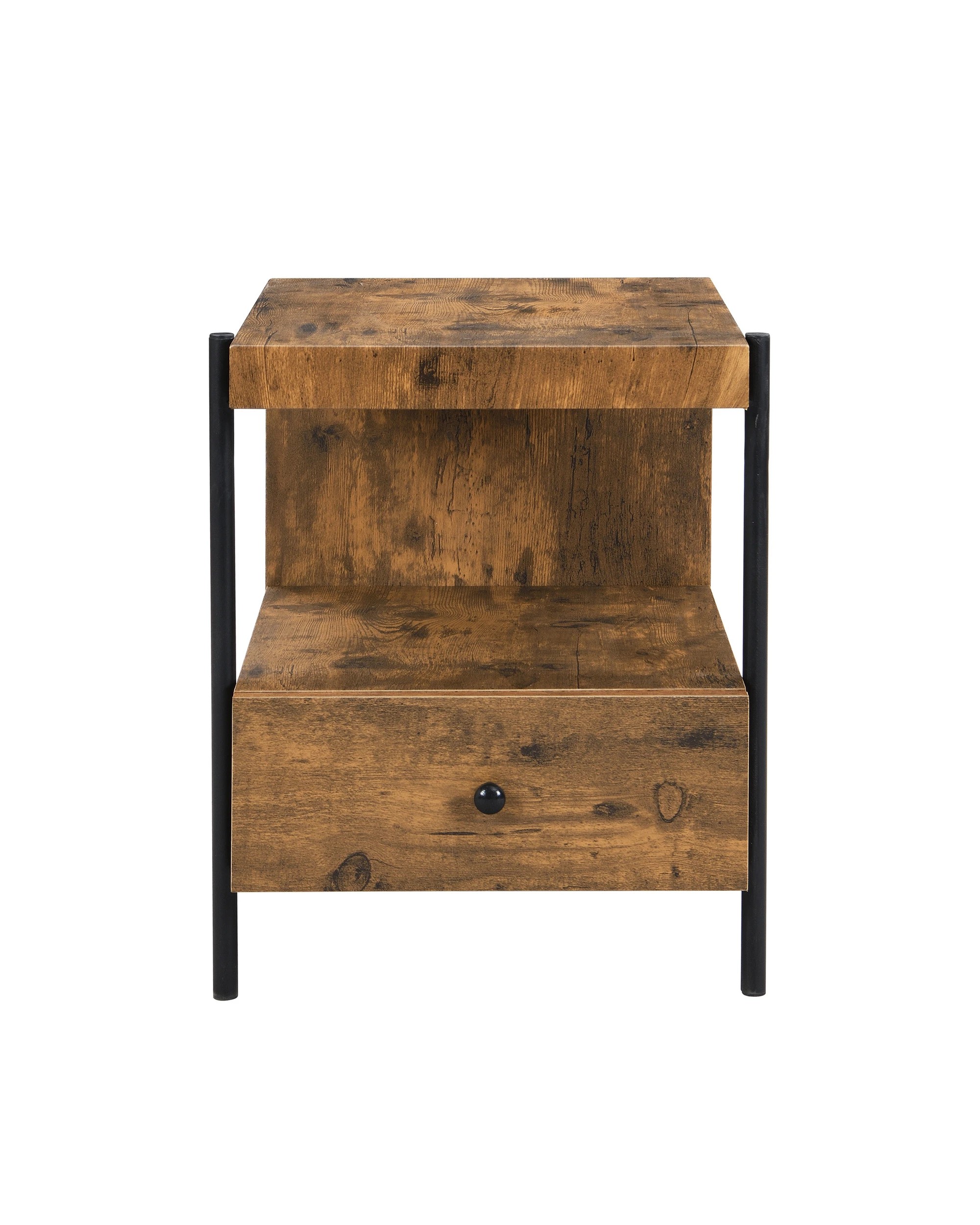 1 IHOMDEC Side Table with Drawer Metal Tube and Wood, 1 of 5