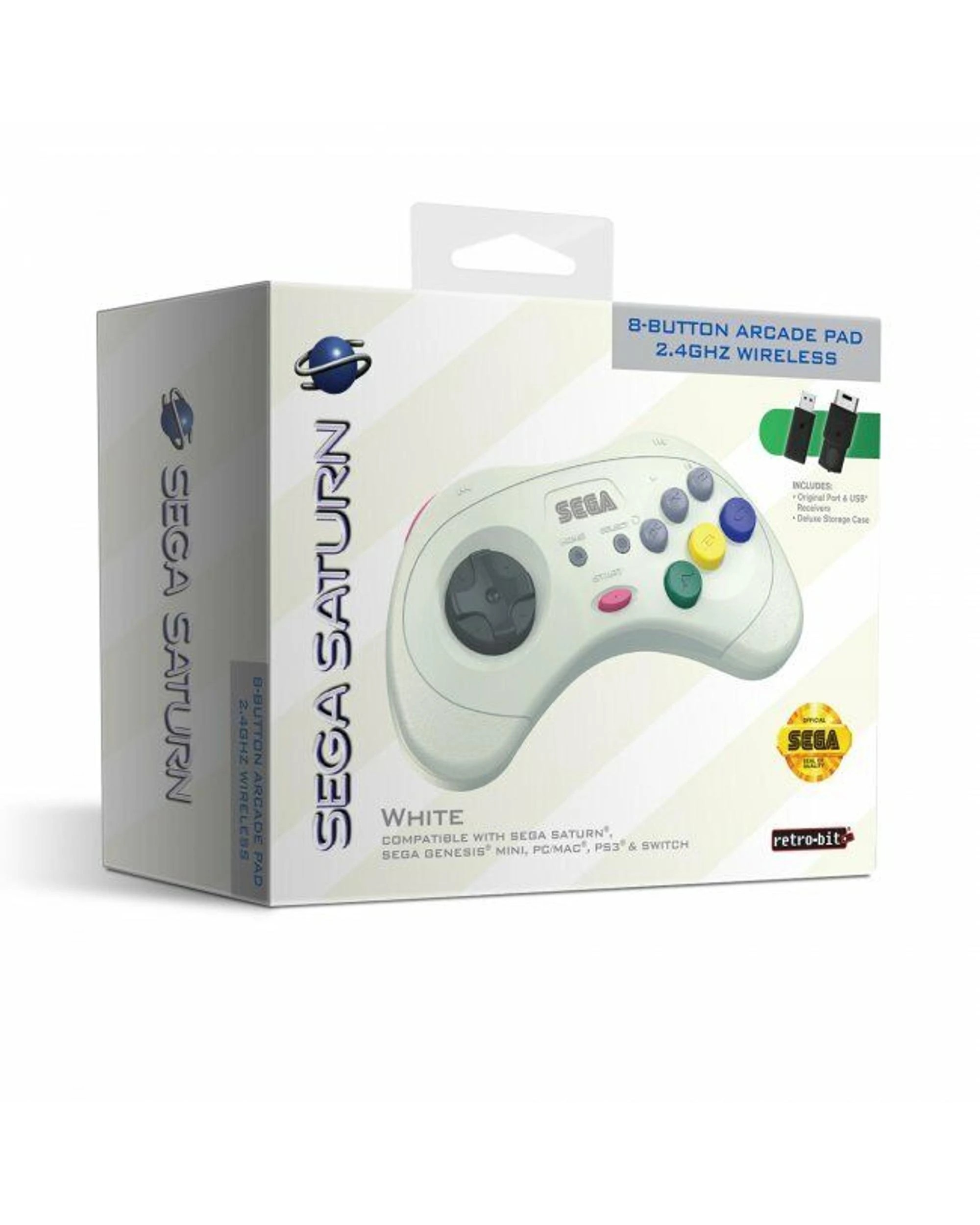 4 Retro-Bit Sega Saturn 8-Button 2.4ghz Wireless Arcade Pad for PC and Mac - White, 4 of 4