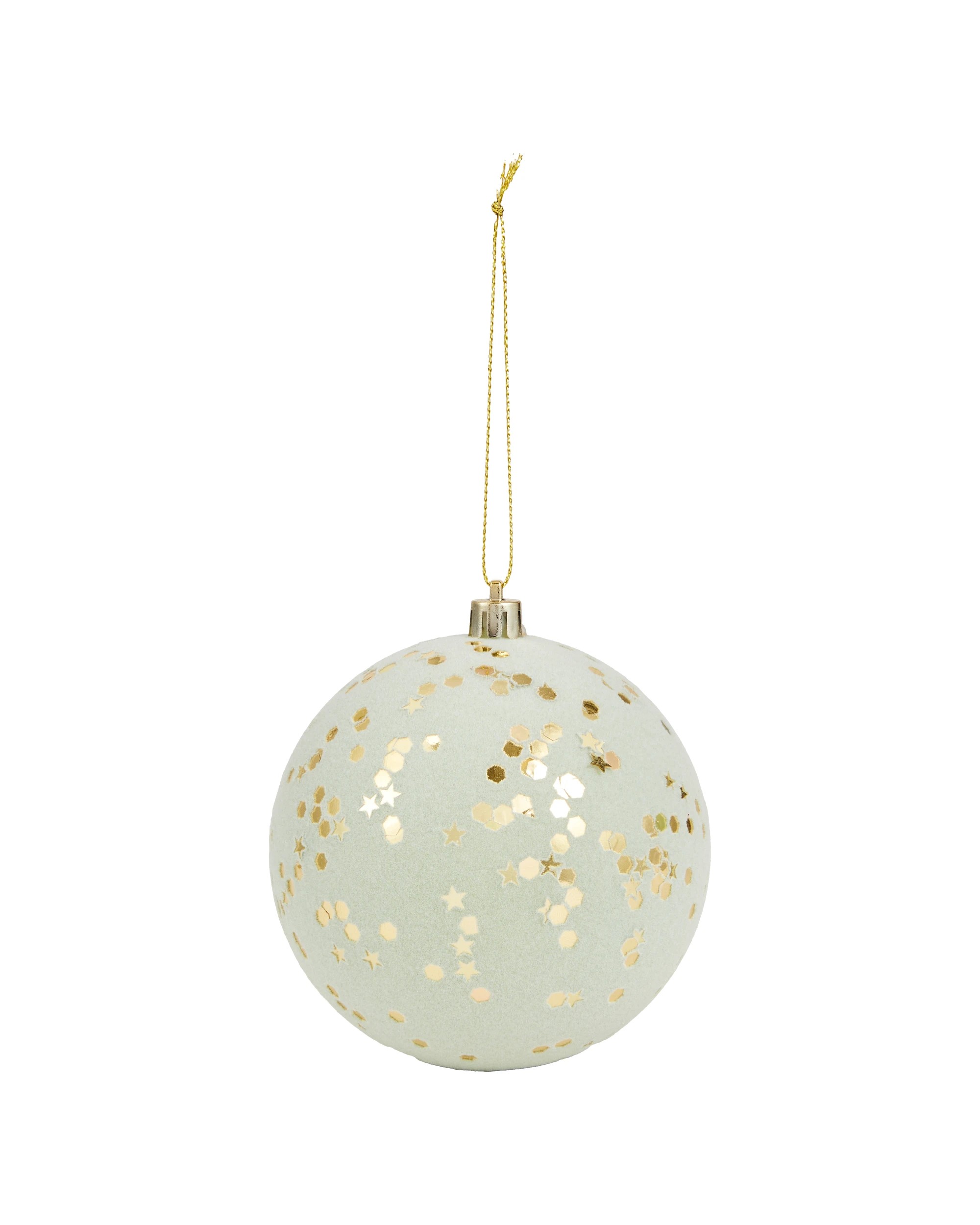 3 9 Pack 10cm Natural Flocked Baubles, 3 of 5