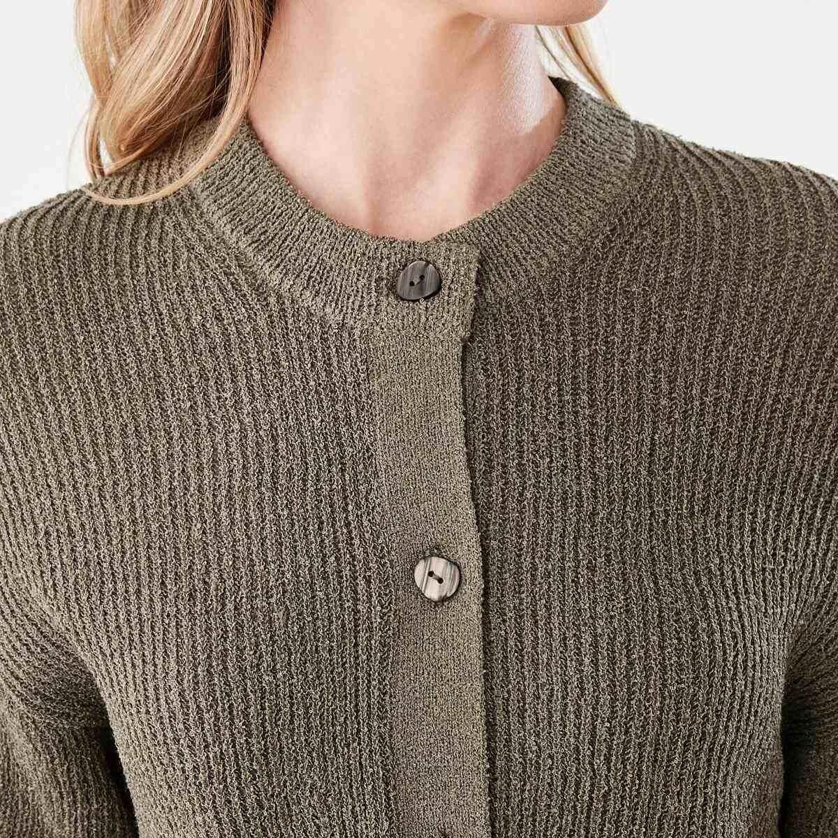 5 Short Sleeve Button Up Cardigan BURNT OLIVE, 5 of 5