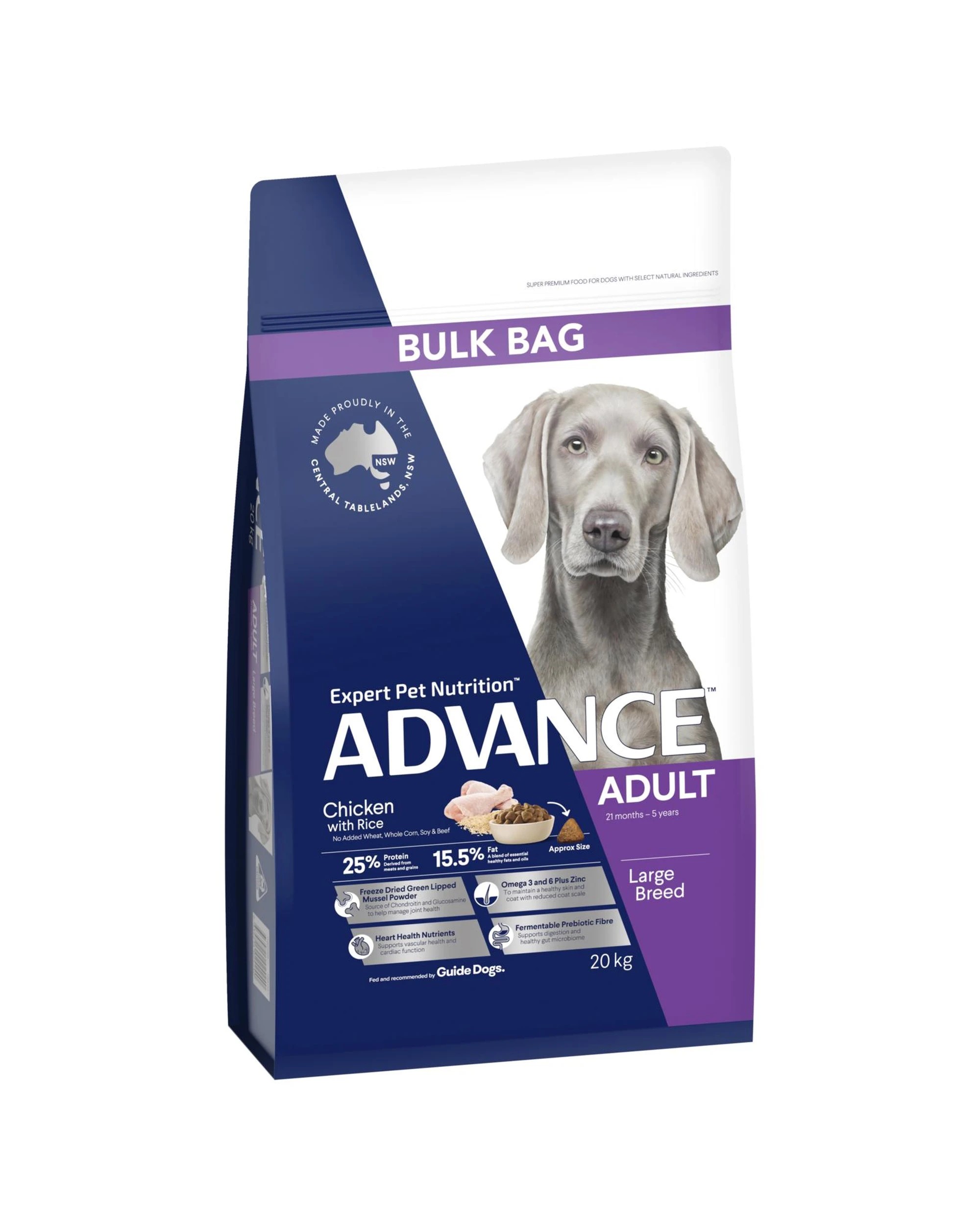 1 Advance Adult Large Breed Dry Dog Food Chicken w/ Rice Bulk 20kg, 1 of 3