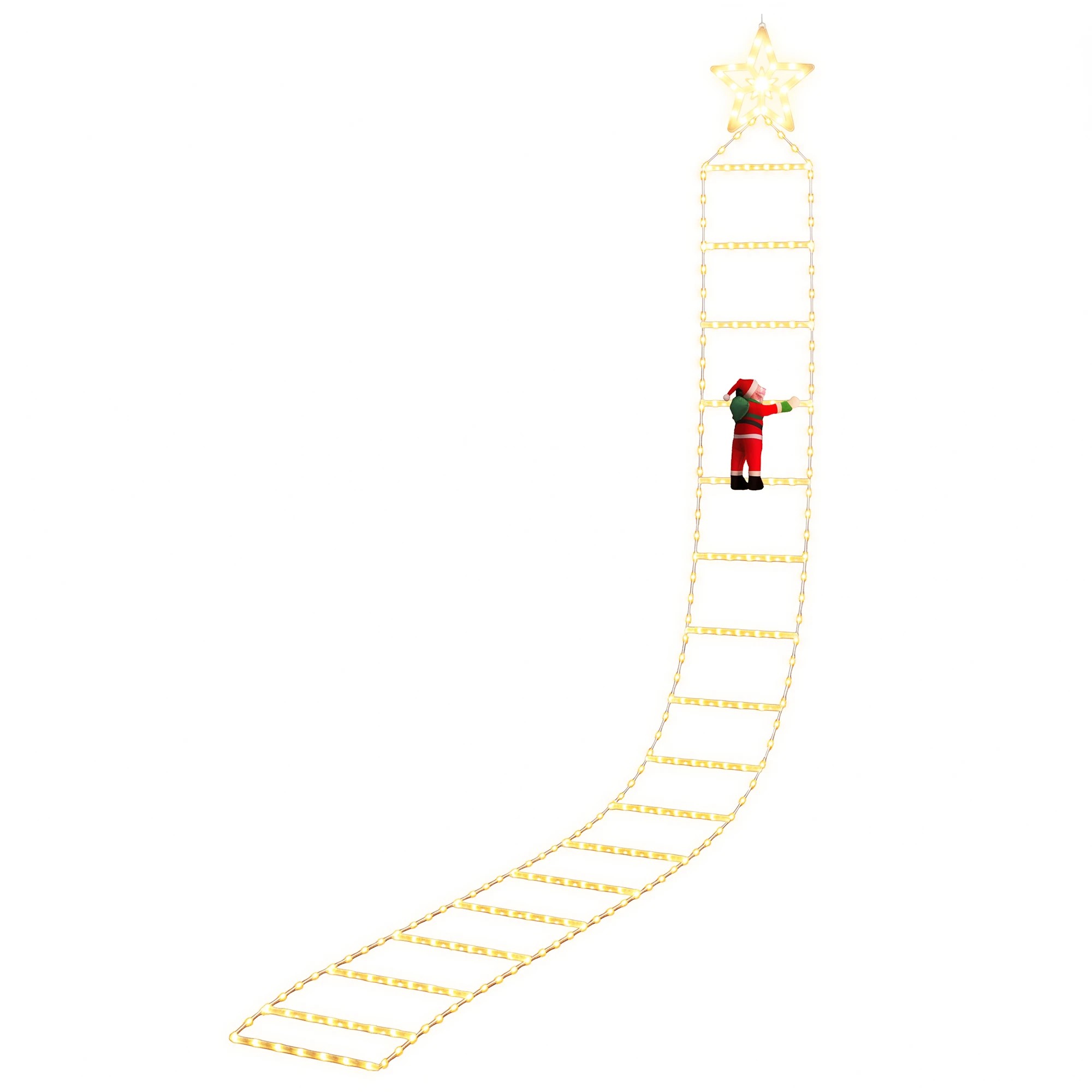 1 Jingle Jollys Christmas Ladder Lights Santa 3.4m 328LED Hanging Decor Warm - Gold, 1 of 8