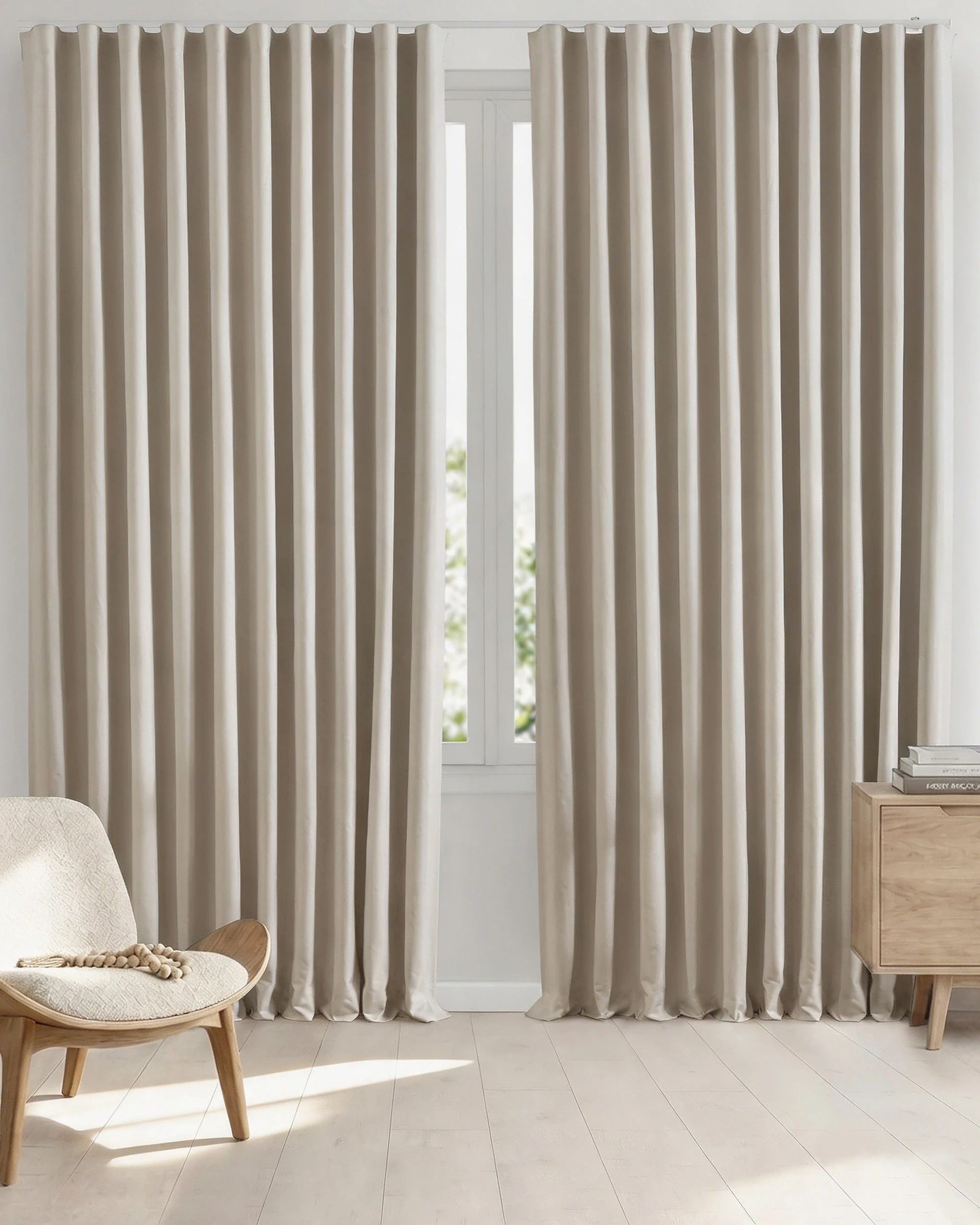2 Sherwood Alva Faux Linen Blockout S-Fold Curtain 485x280cm - Fits 280cm Track - Porcelain, 2 of 7