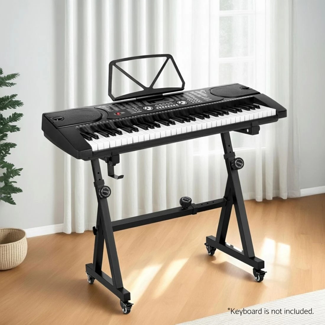 4 Alpha Heavy Duty Adjustable Piano Stand with Lockable Wheels Z-Stand - Black, 4 of 6