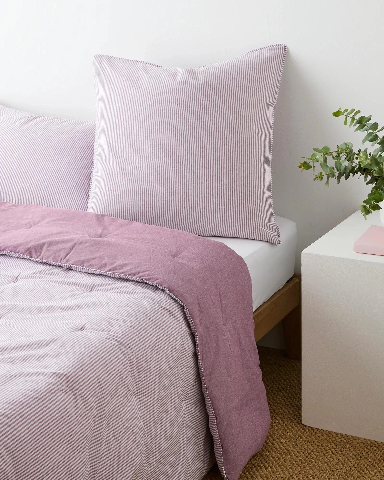 1 Target Hampton Stripe European Pillowcase - Queen Bed - Pink, 1 of 2