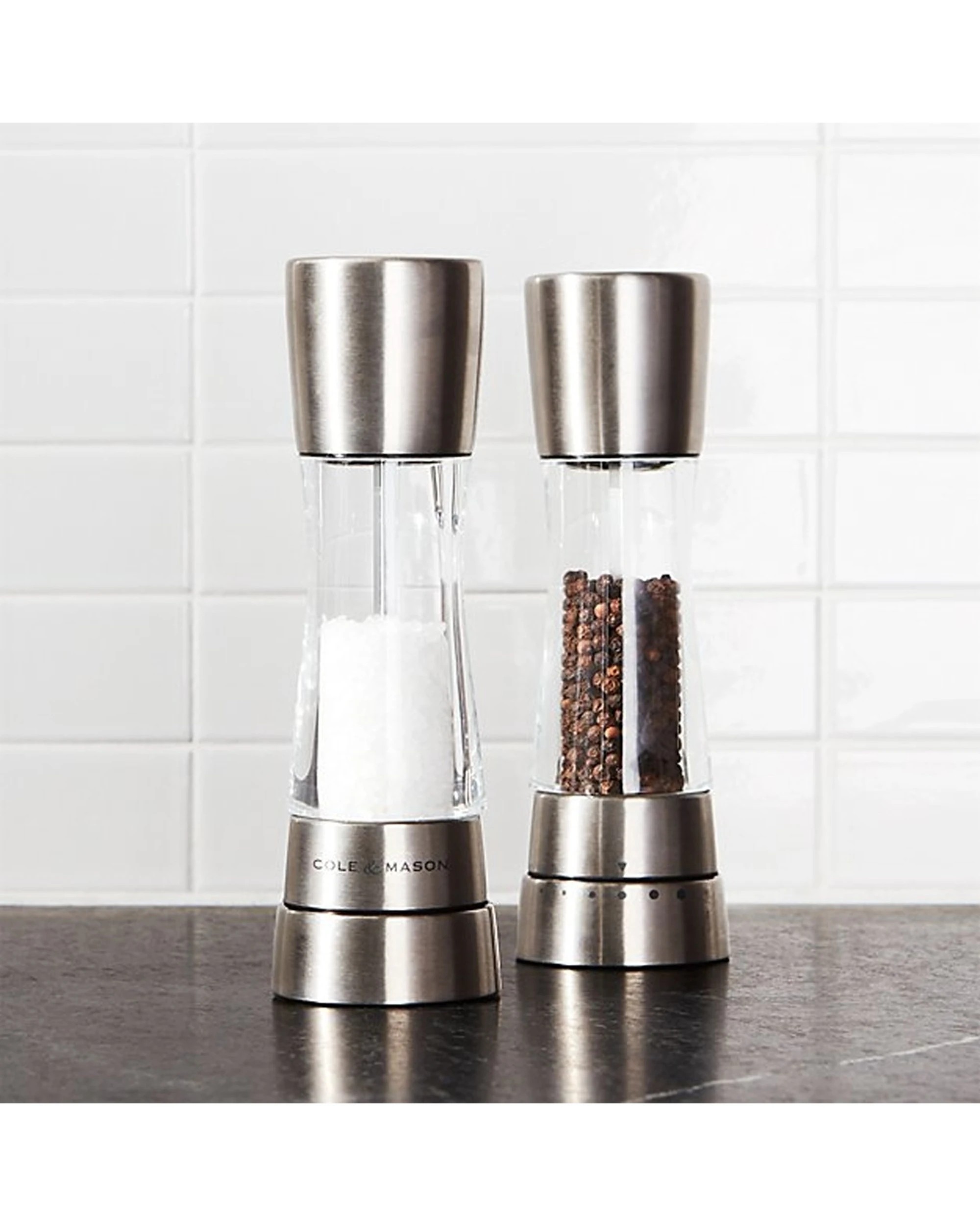 2 Cole & Mason 2pc Derwent Stainless Steel Salt & Pepper Grinder Set - Silver, 2 of 4
