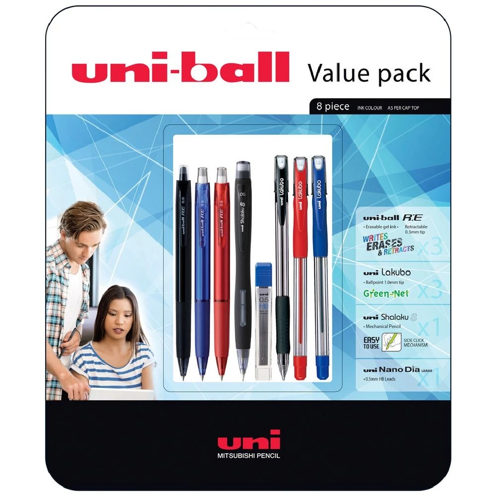 1 Uni-ball Writing Essentials Assorted 8 Pack, 1 of 2