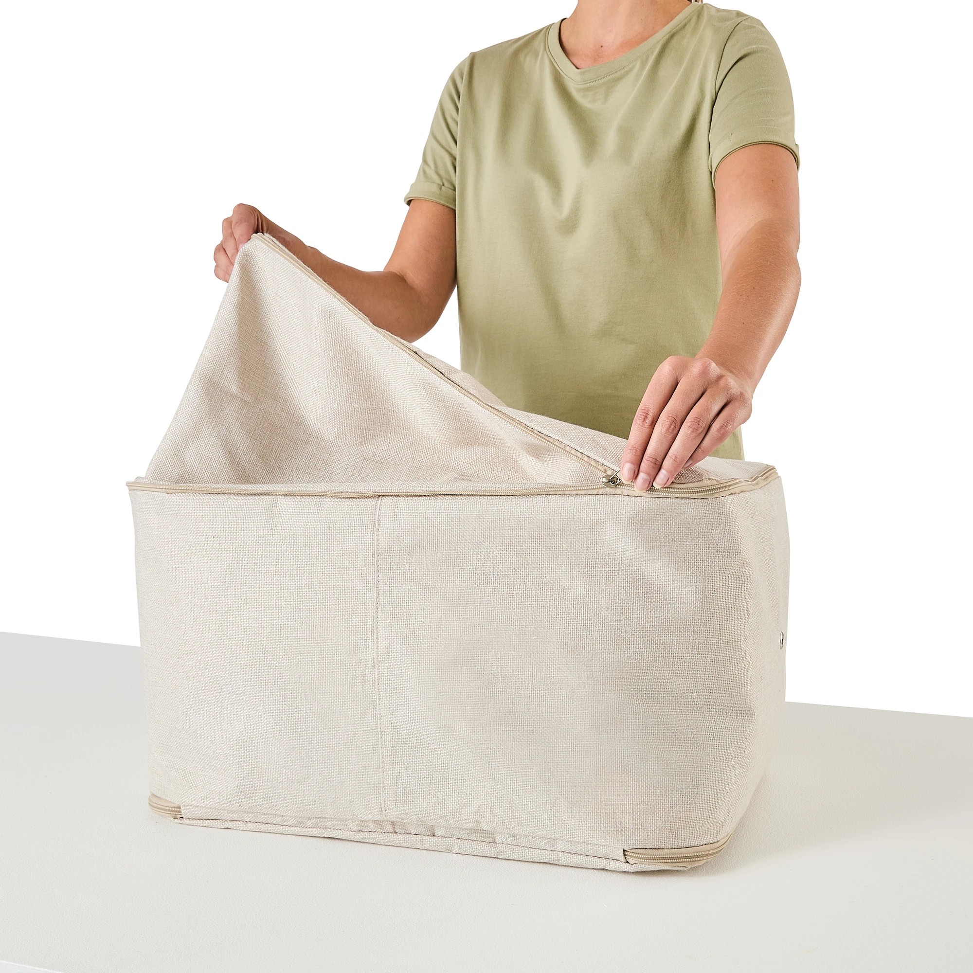 9 Linen Look Extra Large Expandable Storage Bag, 9 of 10