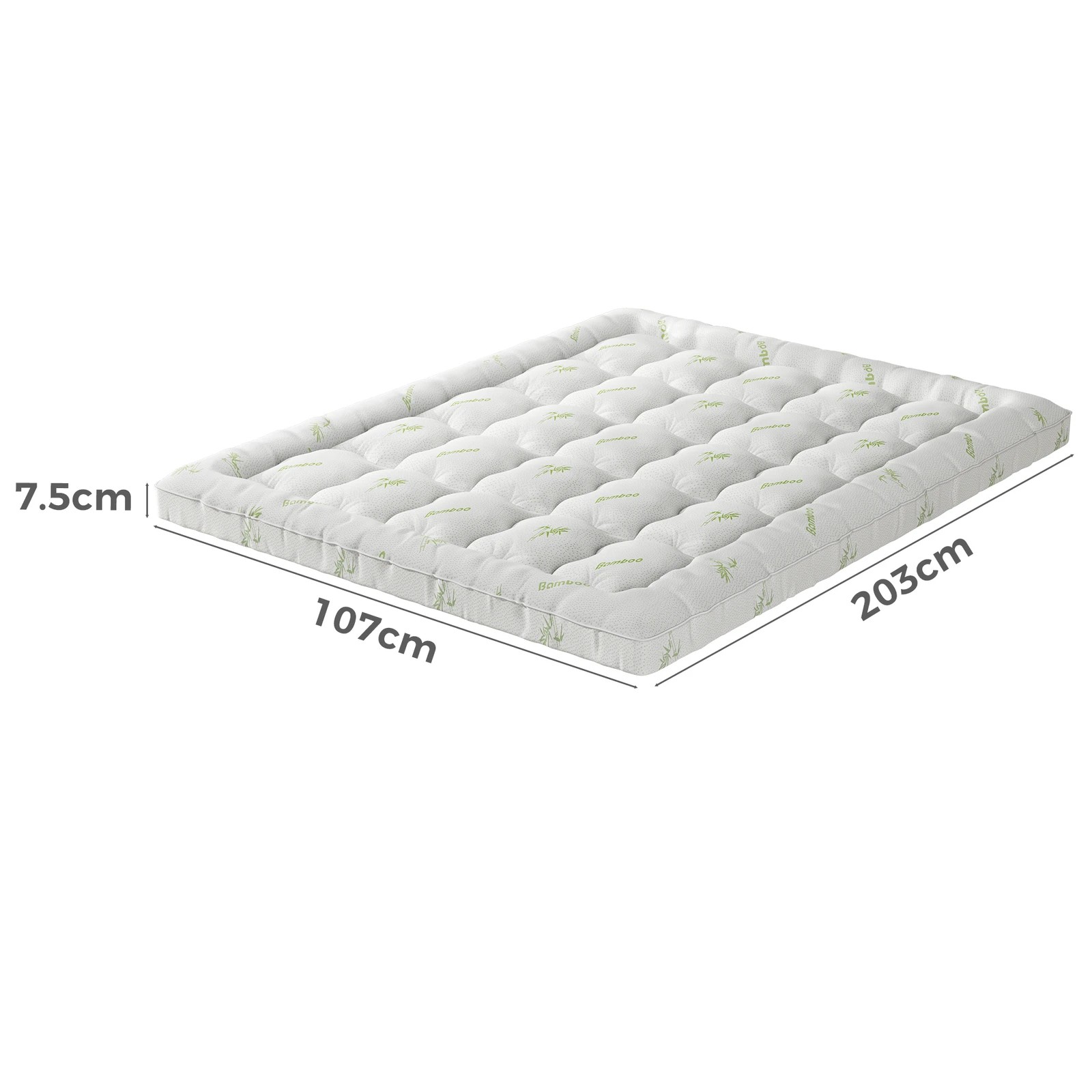 4 Starry Eucalypt Bamboo Fibre Pillowtop Mattress Topper Underlay Pad 7.5cm - King Single Bed, 4 of 8