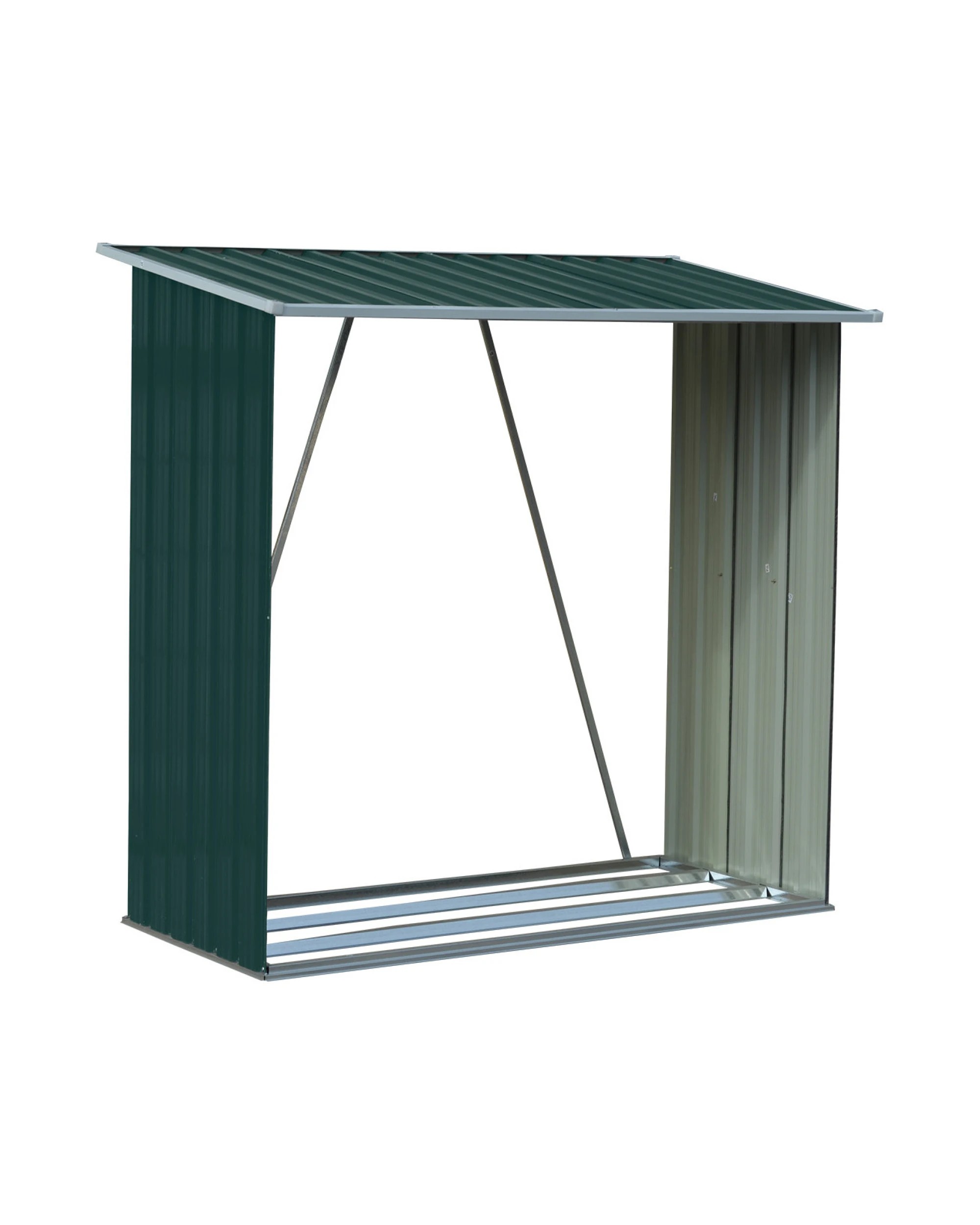 4 Wallaroo Galvanized Steel Fire Wood Storage Shed Lawn Tool Roof - Green, 4 of 6