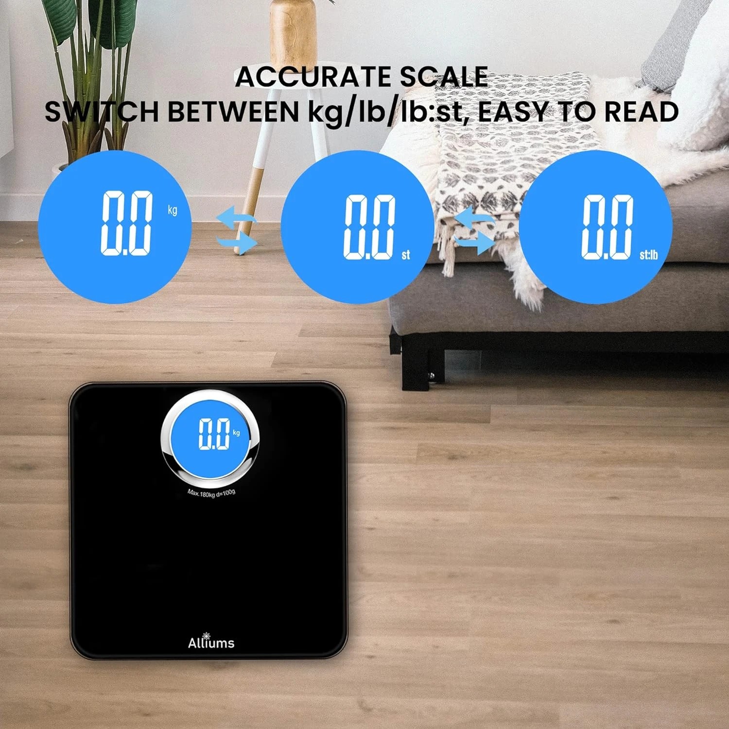 5 Alliums Digital Body Weight Scale with Step On Technology, 5 of 7