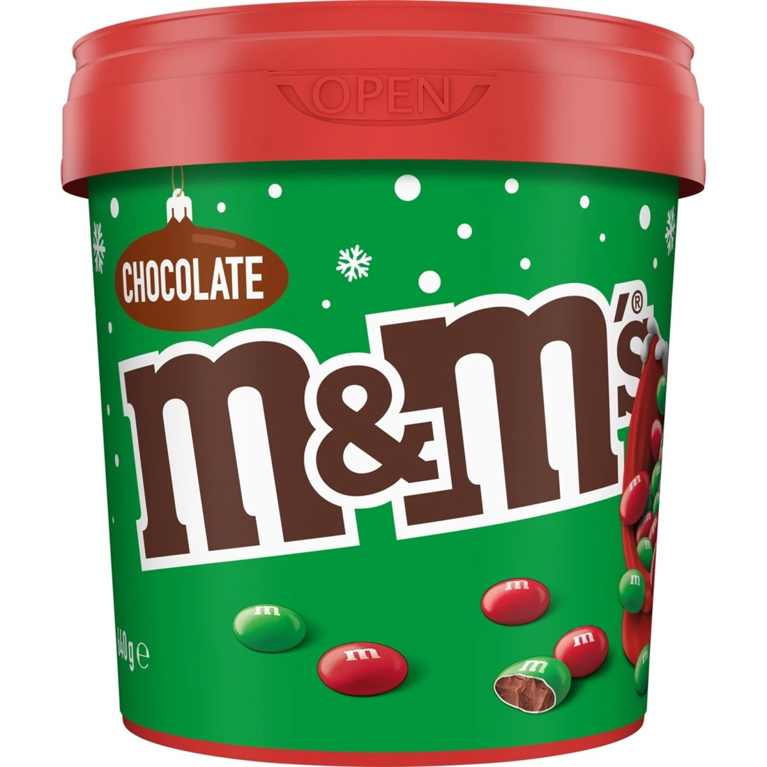 1 M&M's Red and Green Milk Chocolate Christmas Bucket 640g, 1 of 6