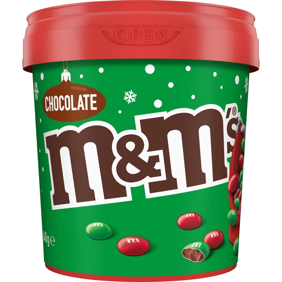1 M&M's Red and Green Milk Chocolate Christmas Bucket 640g, 1 of 6