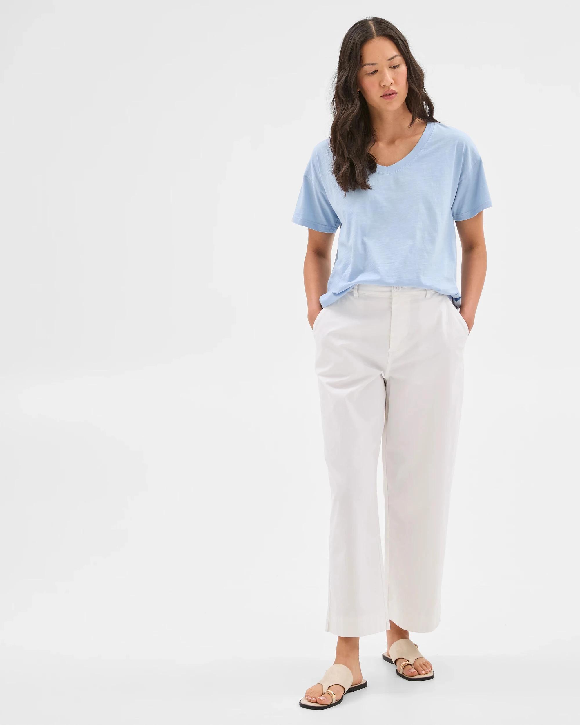 5 Target Australian Cotton Relaxed Slub V-Neck T-Shirt SUMMER BLUE, 5 of 7