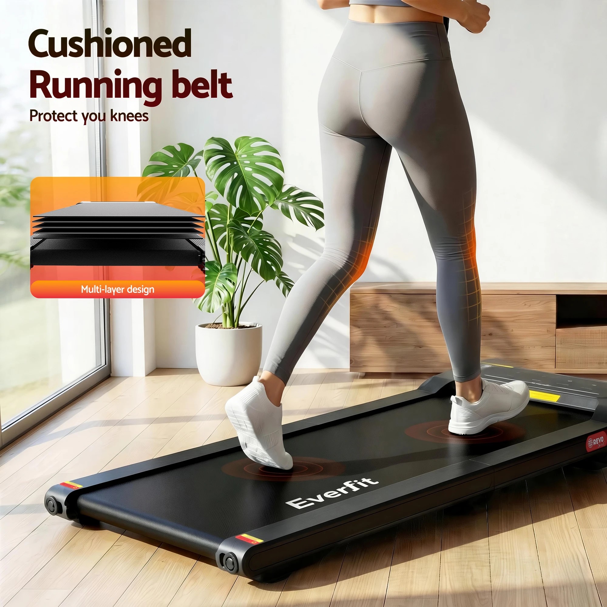 8 Everfit Walking Pad Treadmill 2 in 1 Foldable Under Desk With 38cm Belt With APP - Multi, 8 of 8